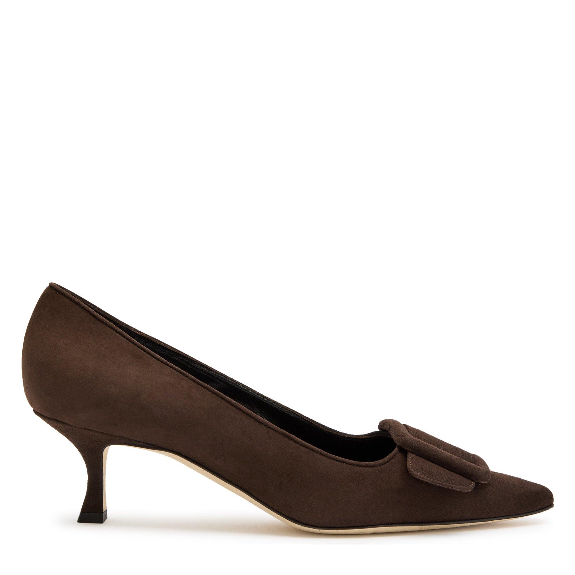 DARK BROWN - Manolo Blahnik - MAYSALEPUMP 50 SUEDE - 1