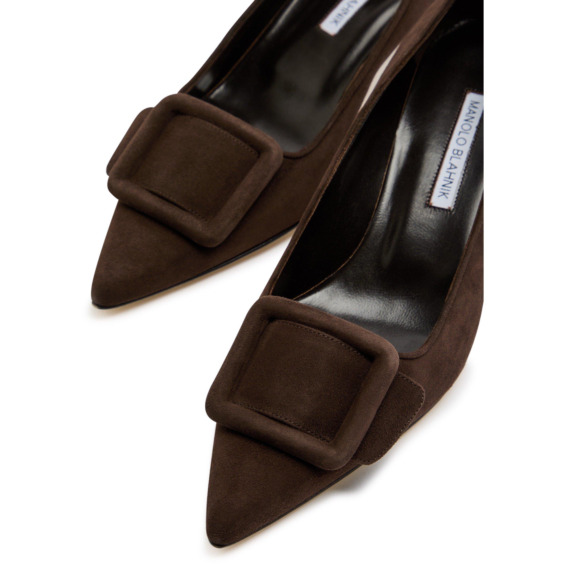 DARK BROWN - Manolo Blahnik - MAYSALEPUMP 50 SUEDE - 3