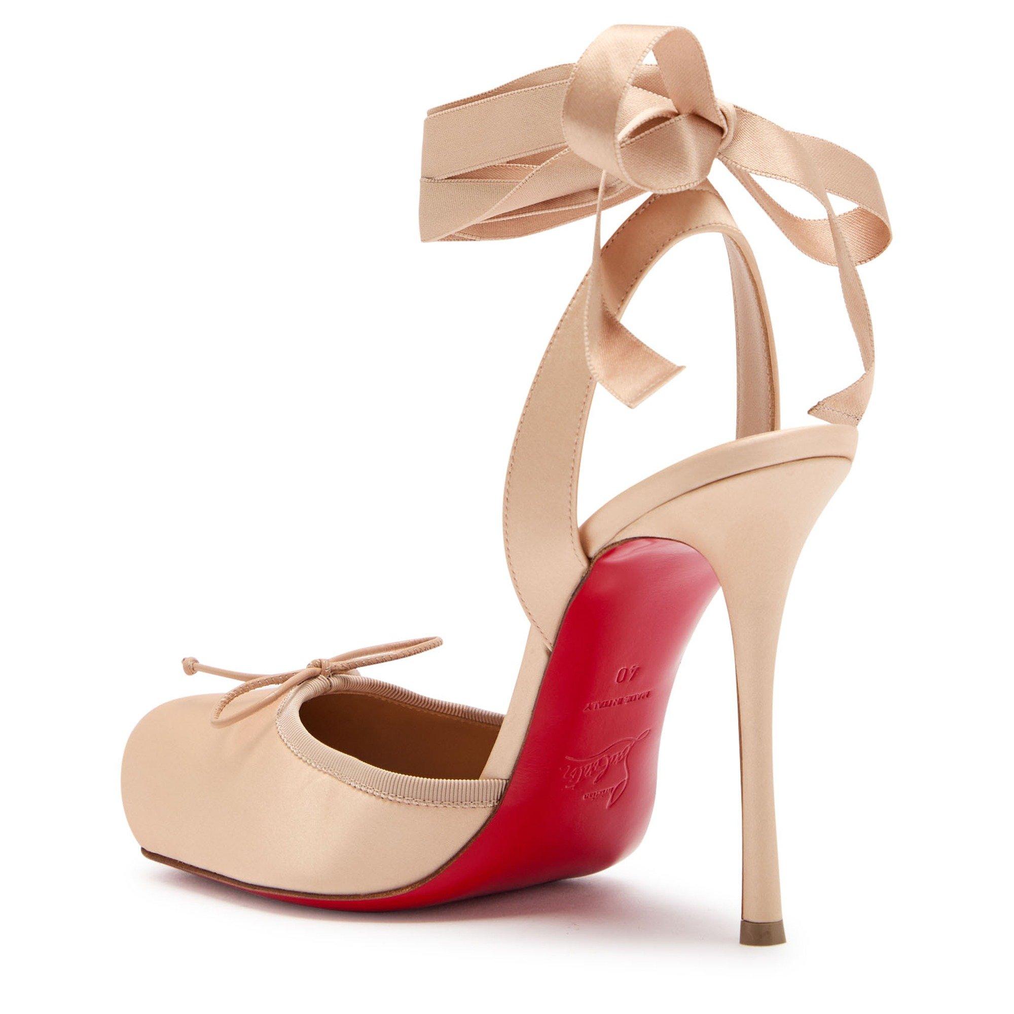 NUDE - Christian Louboutin - Women's Cassia Lace-Up Stiletto Heels - 2