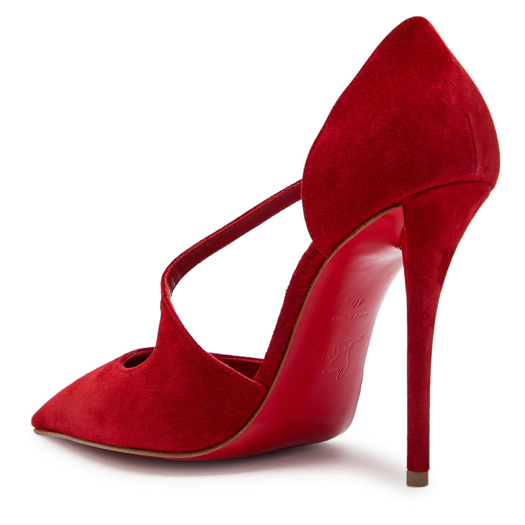 RED - Christian Louboutin - Women's Miss Ziggyta Suede Court Shoes - 2
