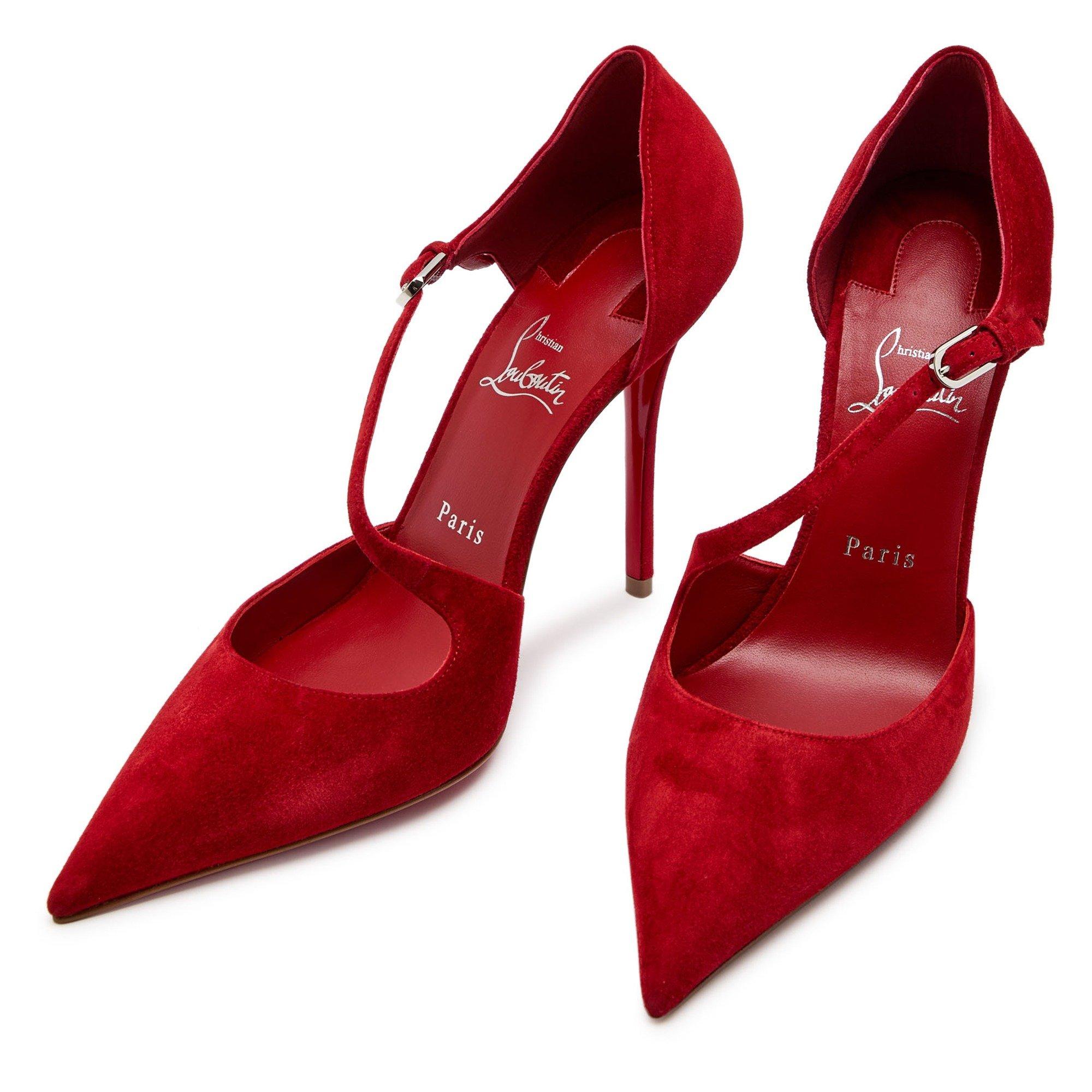 RED - Christian Louboutin - Women's Miss Ziggyta Suede Court Shoes - 3
