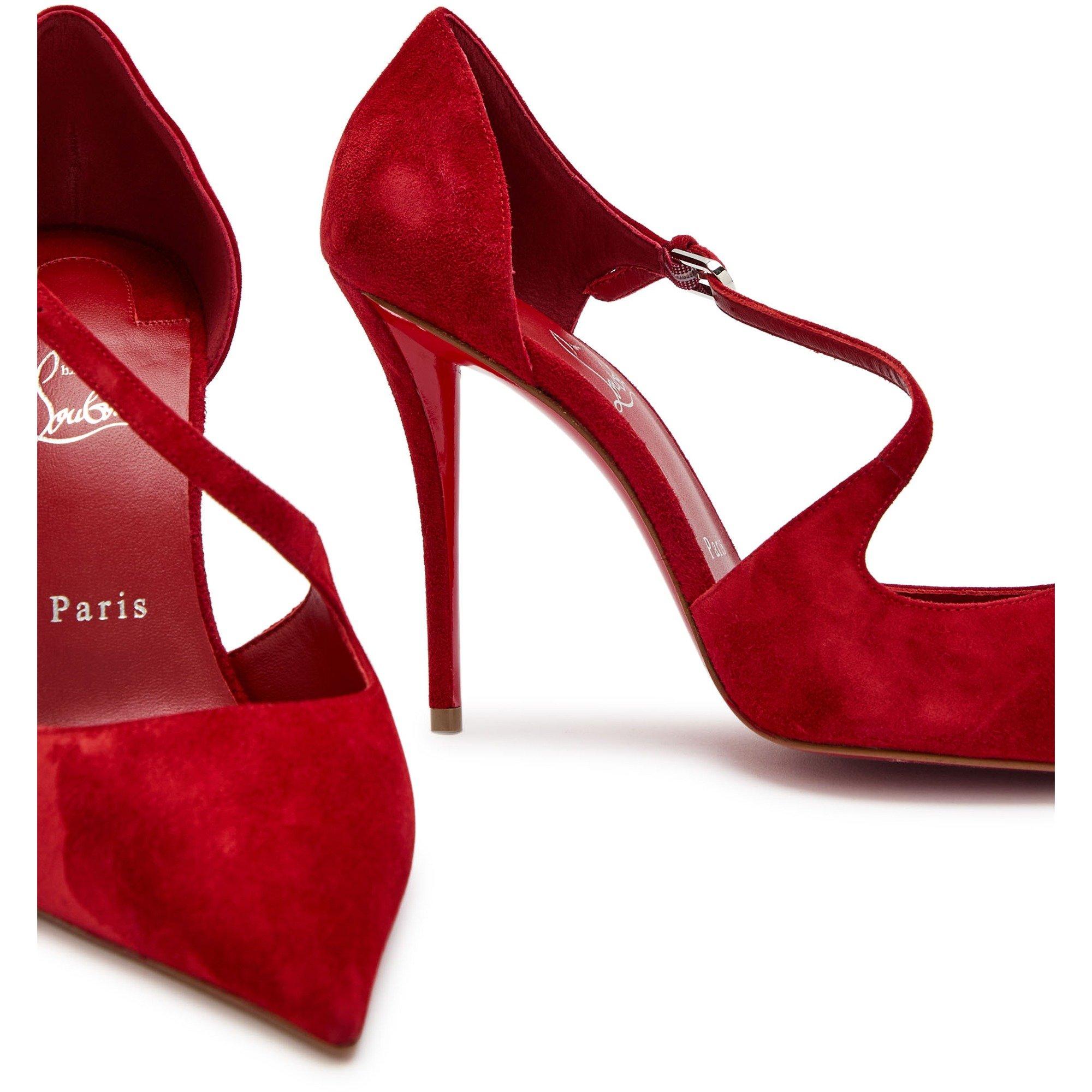 RED - Christian Louboutin - Women's Miss Ziggyta Suede Court Shoes - 4