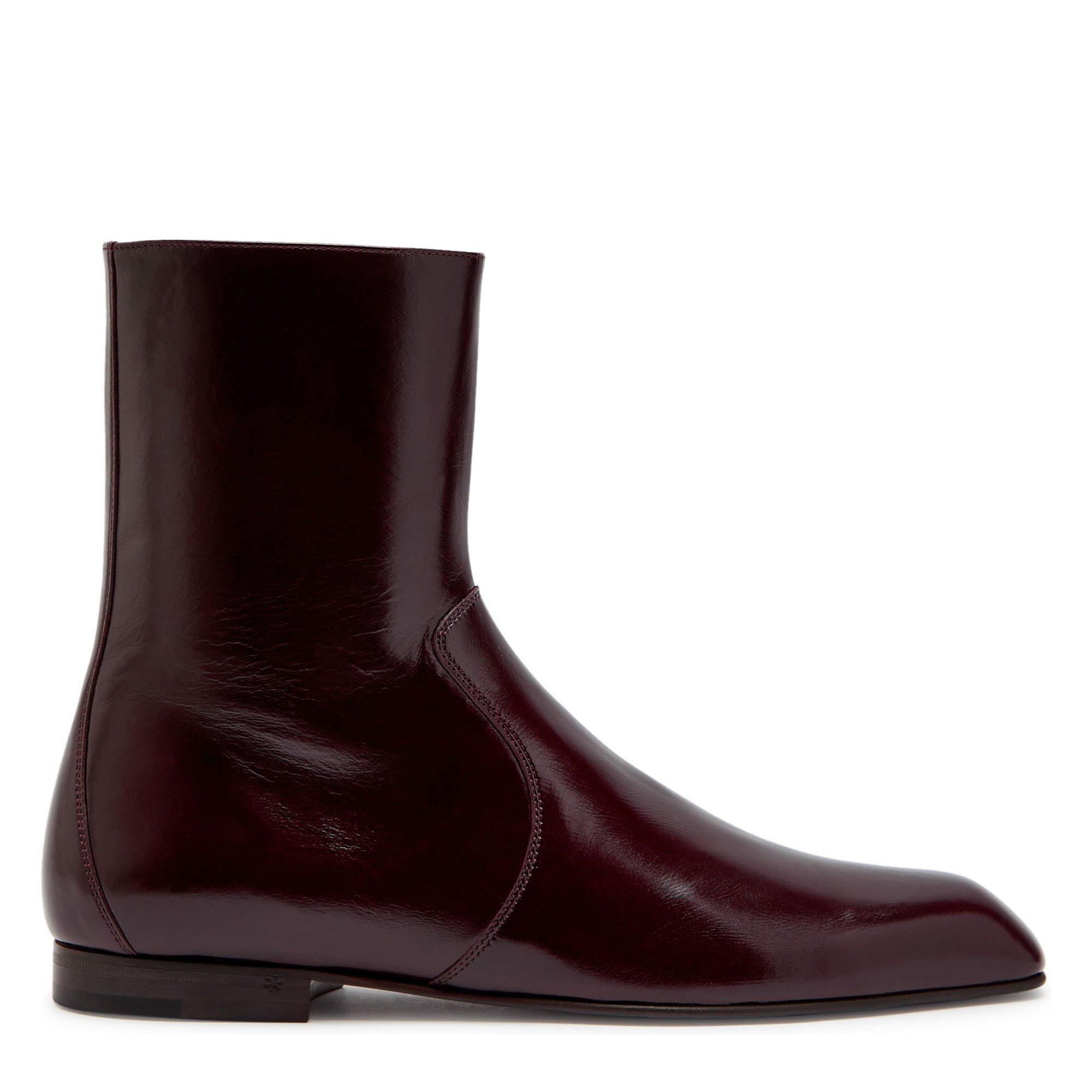 BURGUNDY - Khaite - Women's Colt Leather Flat Ankle Boots