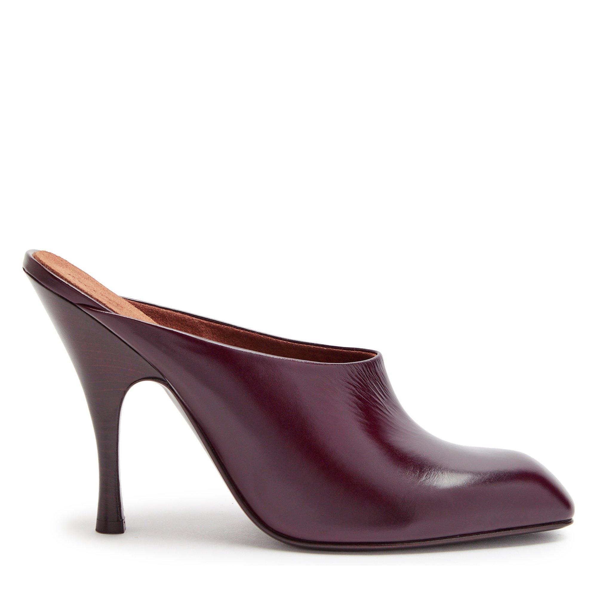 BURGUNDY - Khaite - Women's Colt 100 Leather Square-Toe Heeled Mules - 1