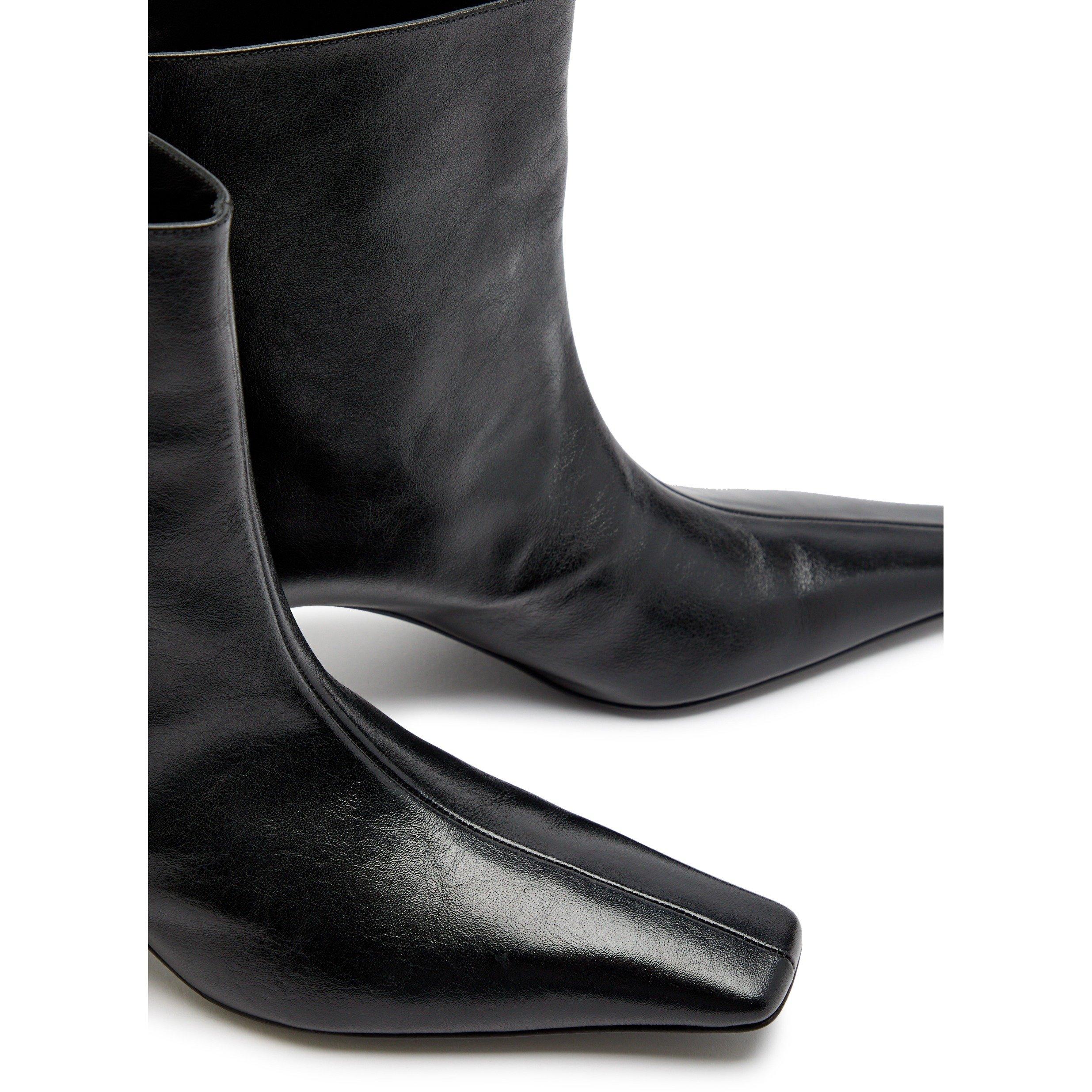 BLACK - Khaite - Women's Ona 55 Leather Heeled Ankle Boots - 4