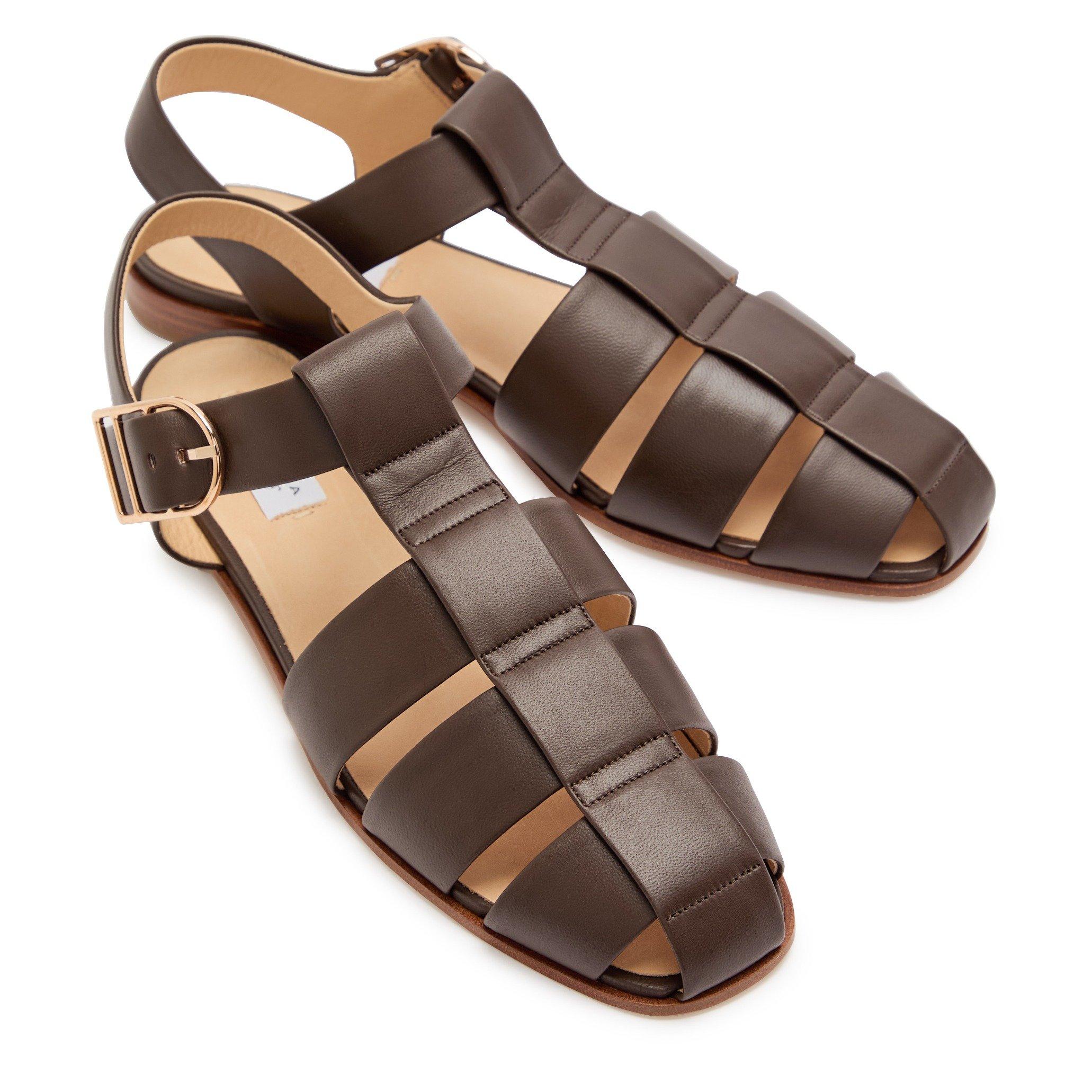 BROWN - Gabriela Hearst - Women's Lynn Leather Flat Sandals - 3