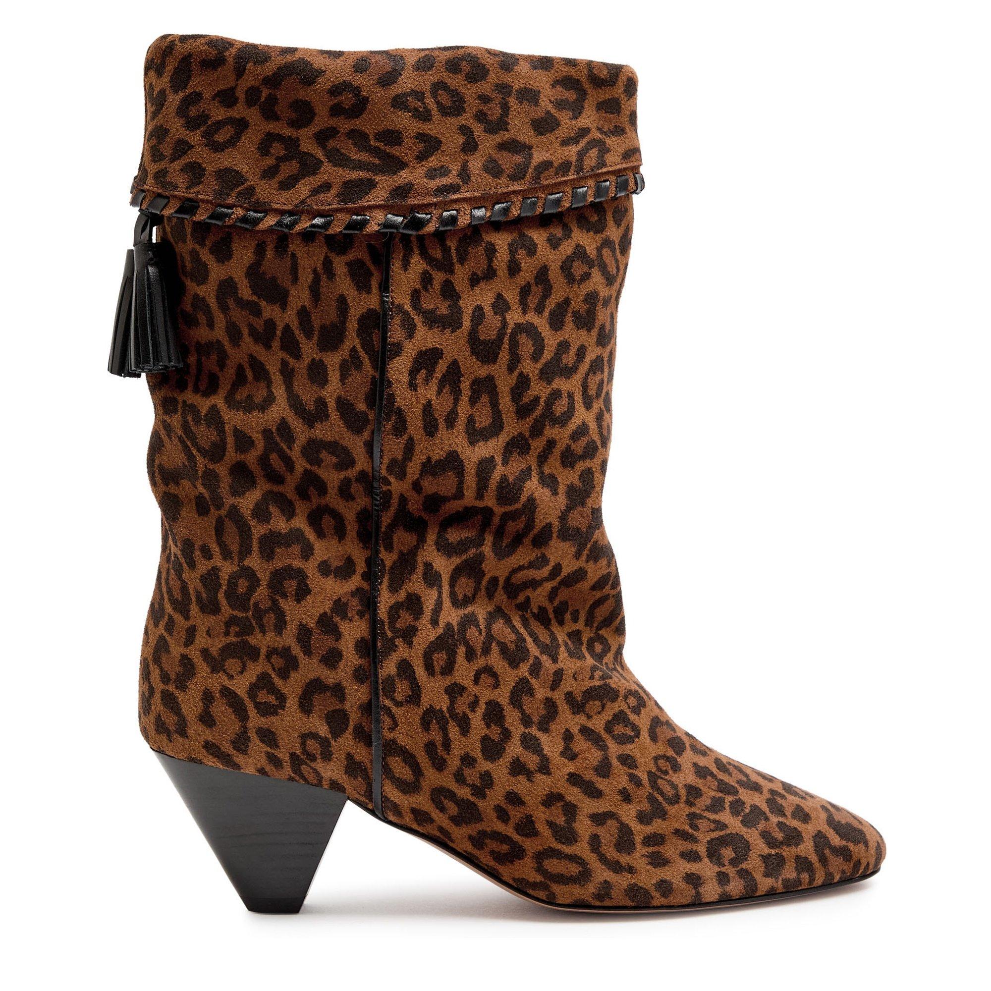 LEOPARD - Marant Etoile - Women's Dalby-GB Leopard Print Suede Heeled Ankle Boots