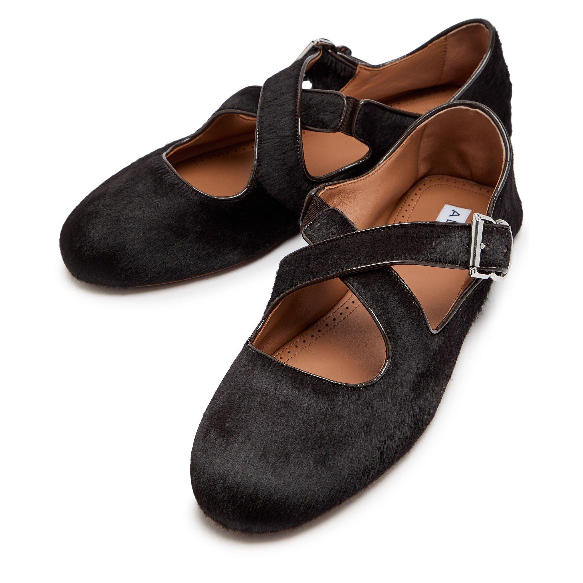 BROWN - Alaia - Women's Criss Cross Leather Ballet Pumps - 2