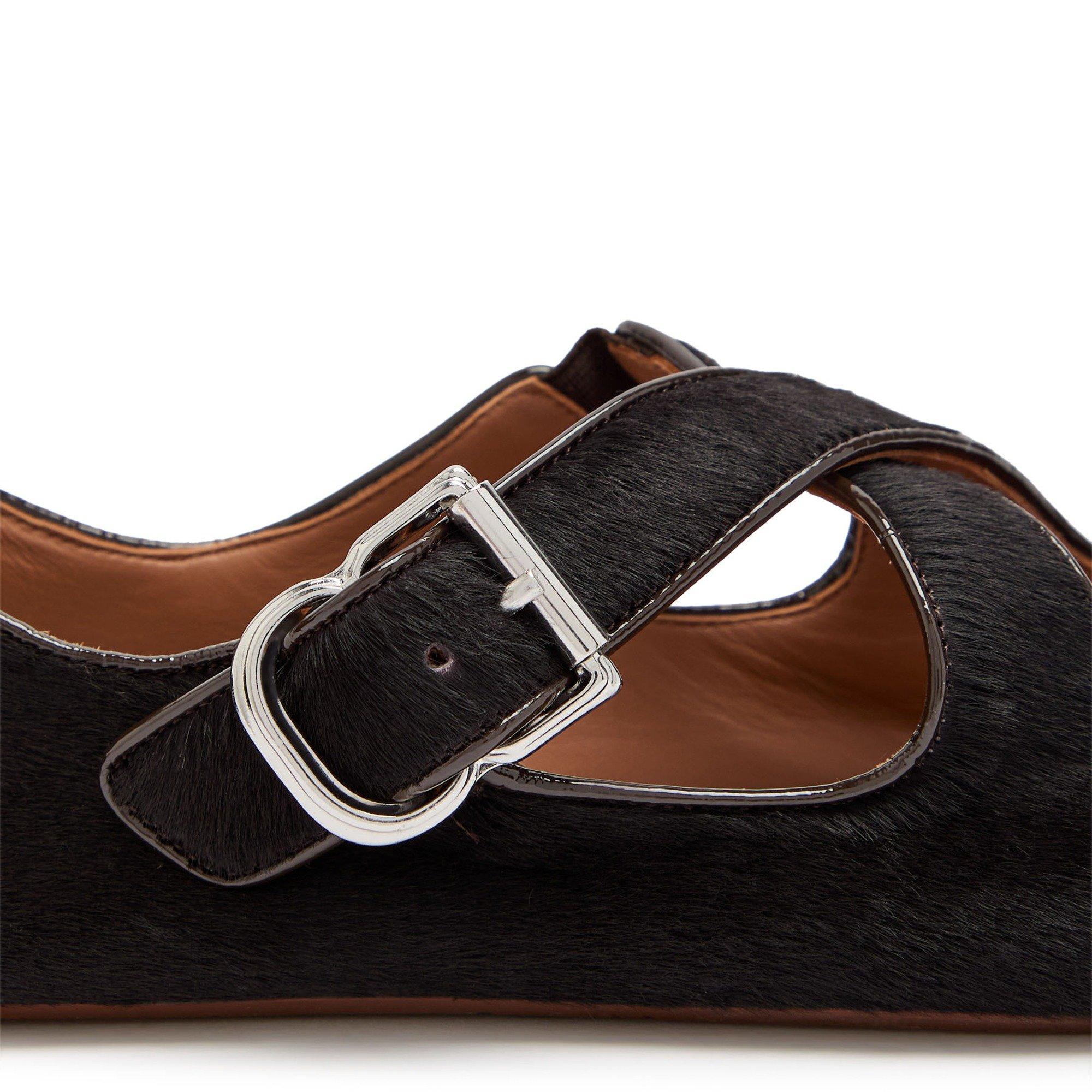 BROWN - Alaia - Women's Criss Cross Leather Ballet Pumps - 3