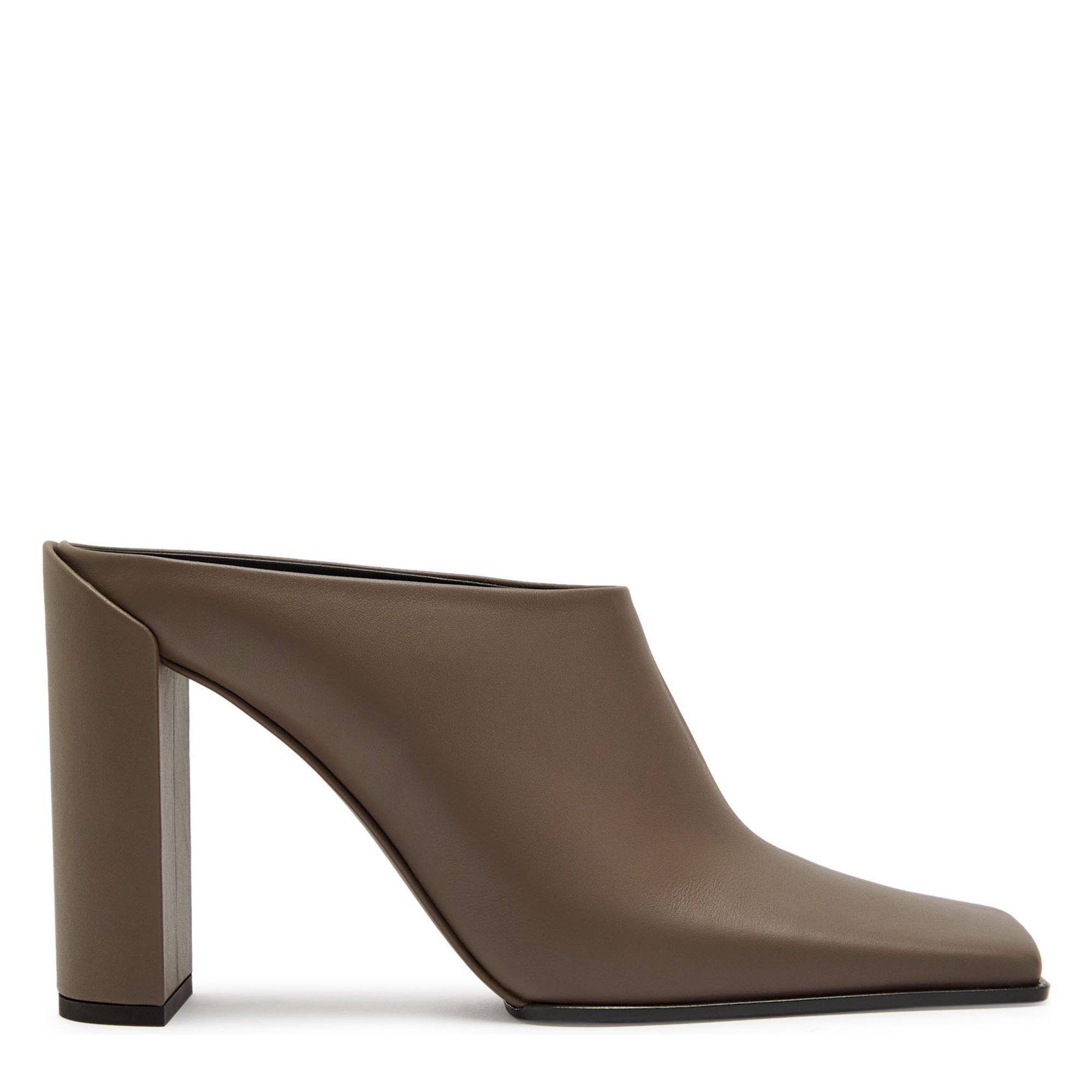 TAUPE - Alaia - Women's Leather Square-Toe Block-Heel Mules - 1