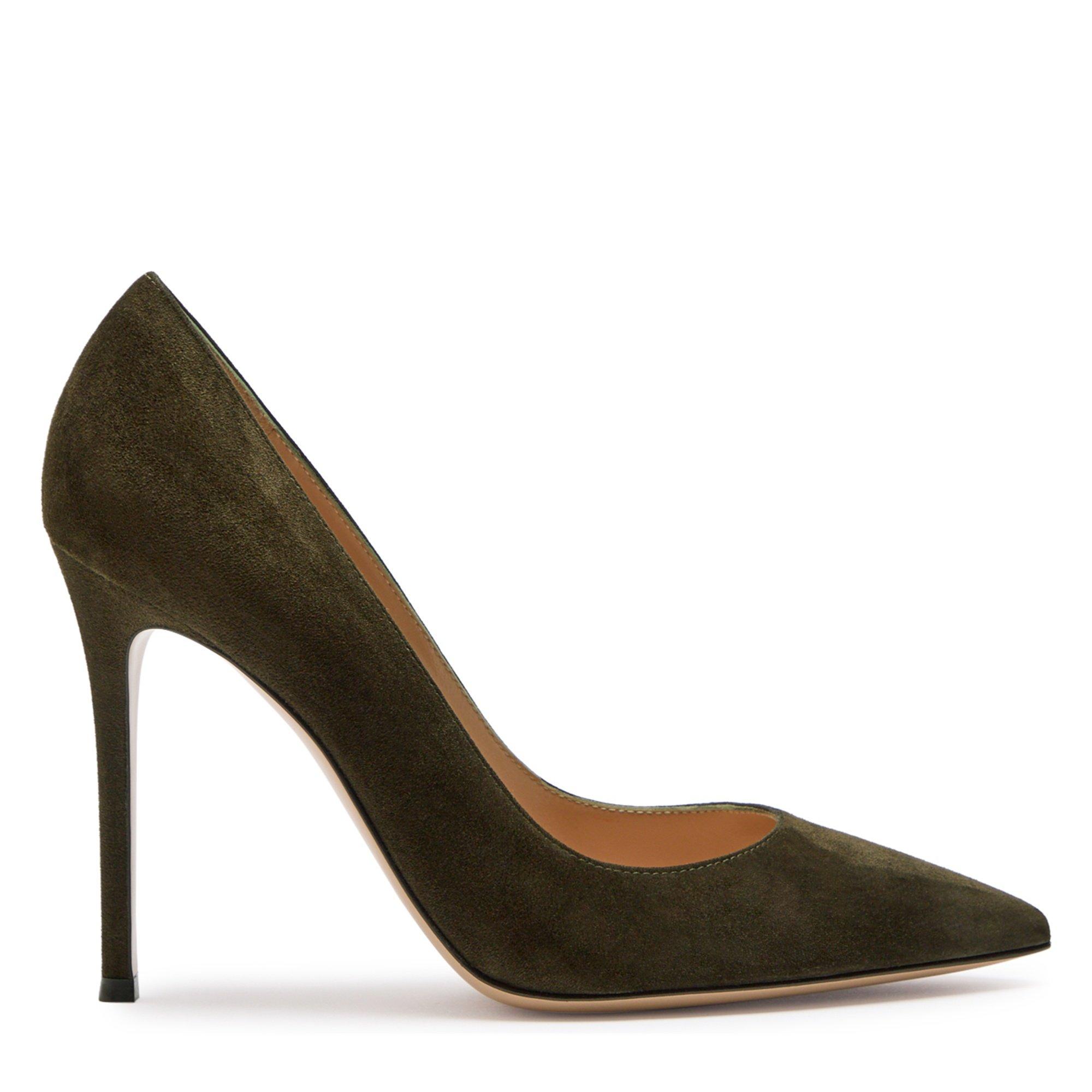 KHAKI - Gianvito Rossi - Women's Gianvito 105 Suede Stiletto Heels - 1