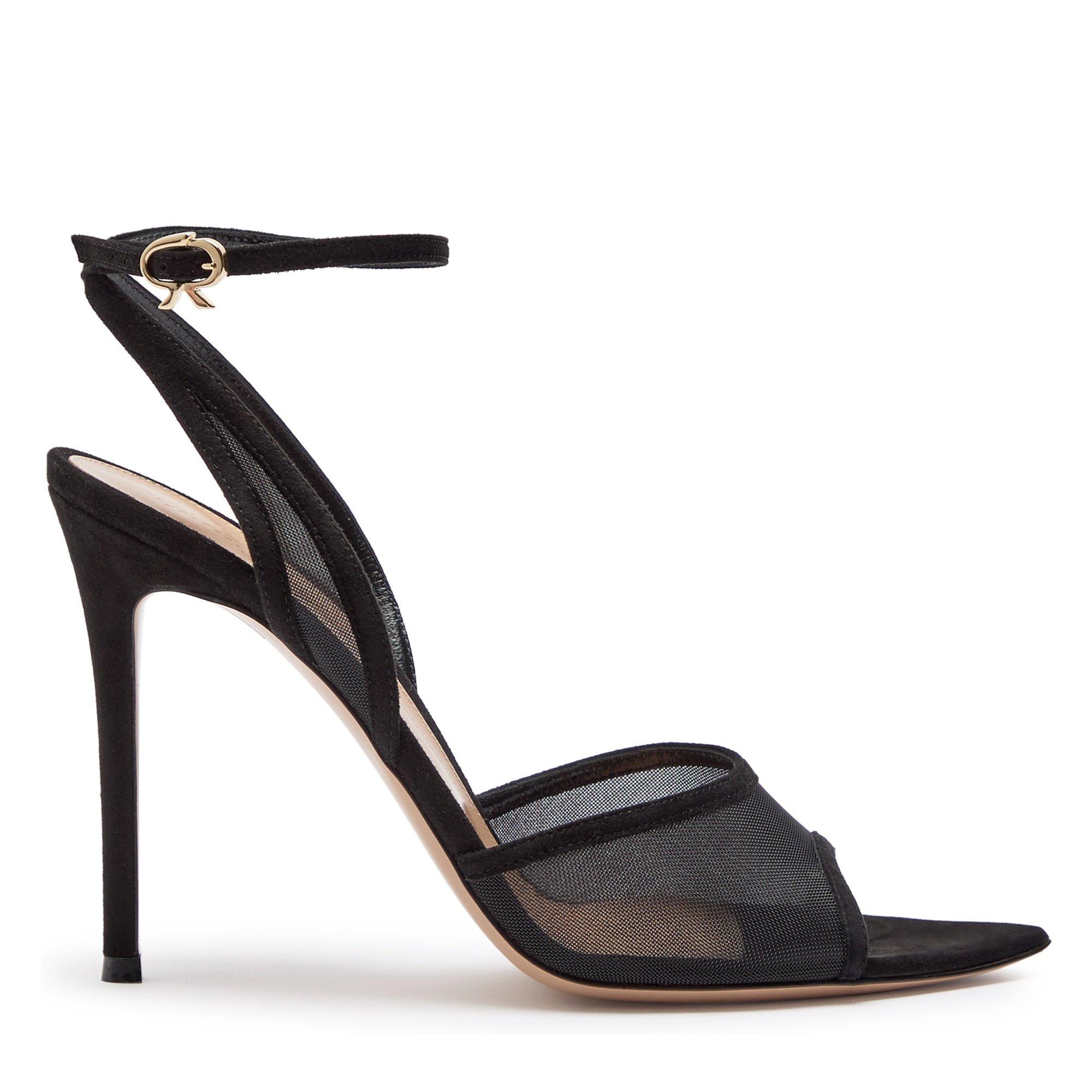 BLACK - Gianvito Rossi - SIENNA SANDAL MESH SUEDE