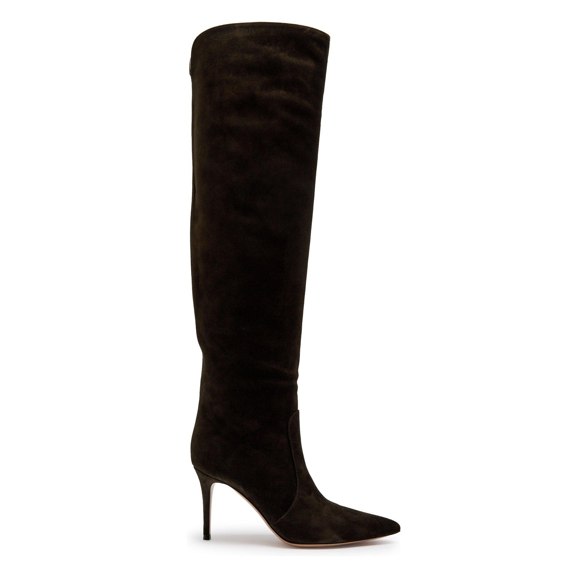 DARK BROWN - Gianvito Rossi - Women's Hansen Suede Over-the-Knee Boots - 1