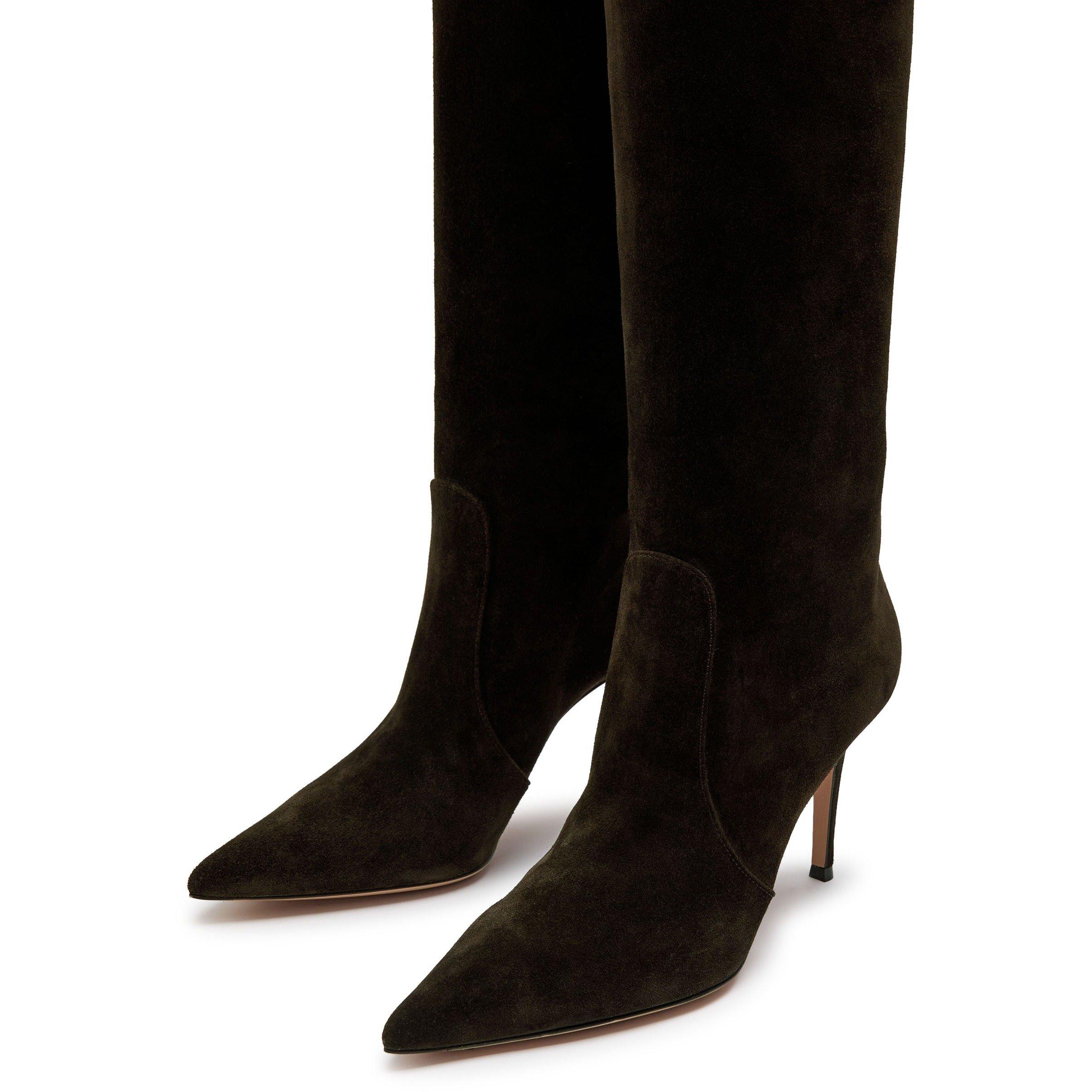 DARK BROWN - Gianvito Rossi - Women's Hansen Suede Over-the-Knee Boots - 3