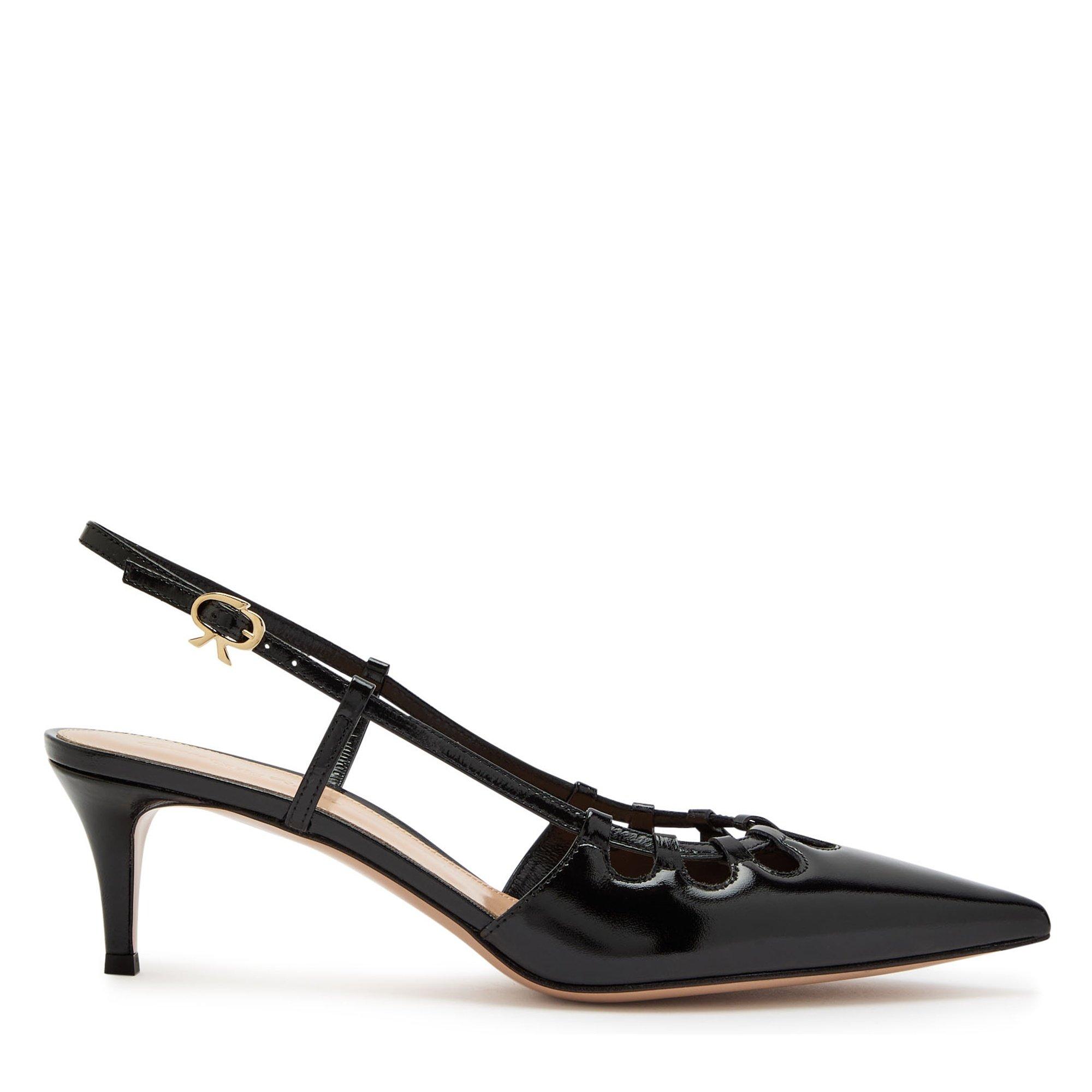 BLACK - Gianvito Rossi - CUT OUT 55 PATENT SLINGBACK