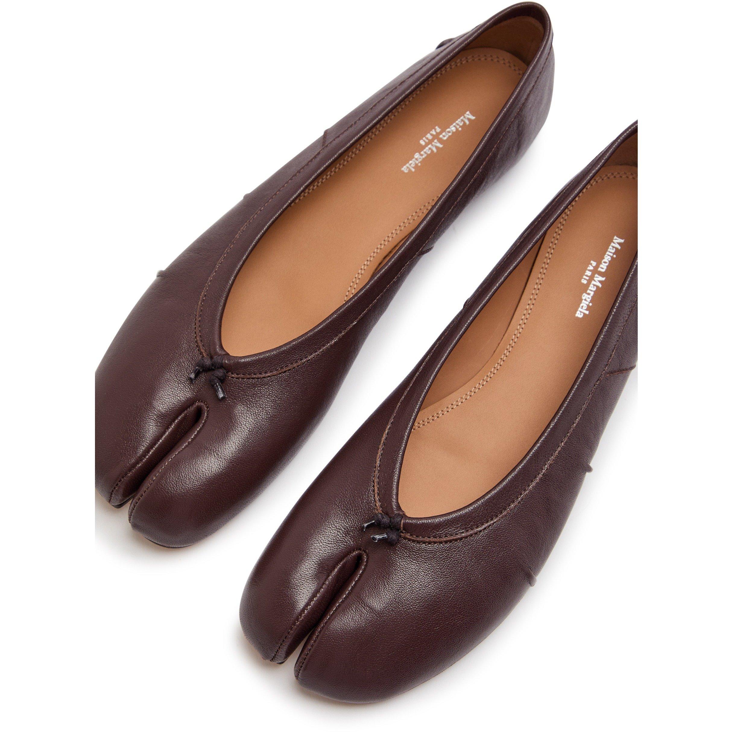 BROWN - Maison Margiela - Women's Tabi Leather Ballet Pumps - 3