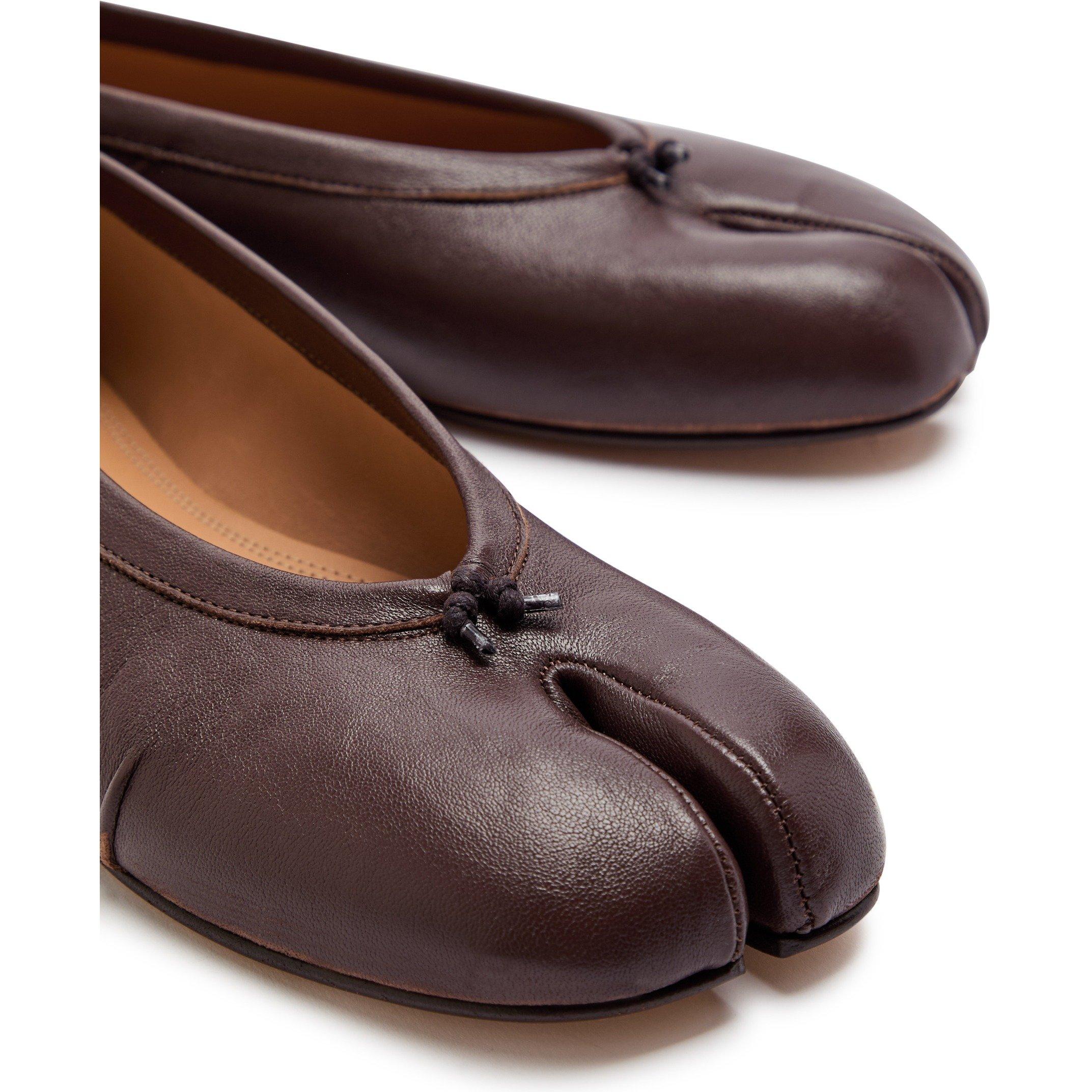 BROWN - Maison Margiela - Women's Tabi Leather Ballet Pumps - 4