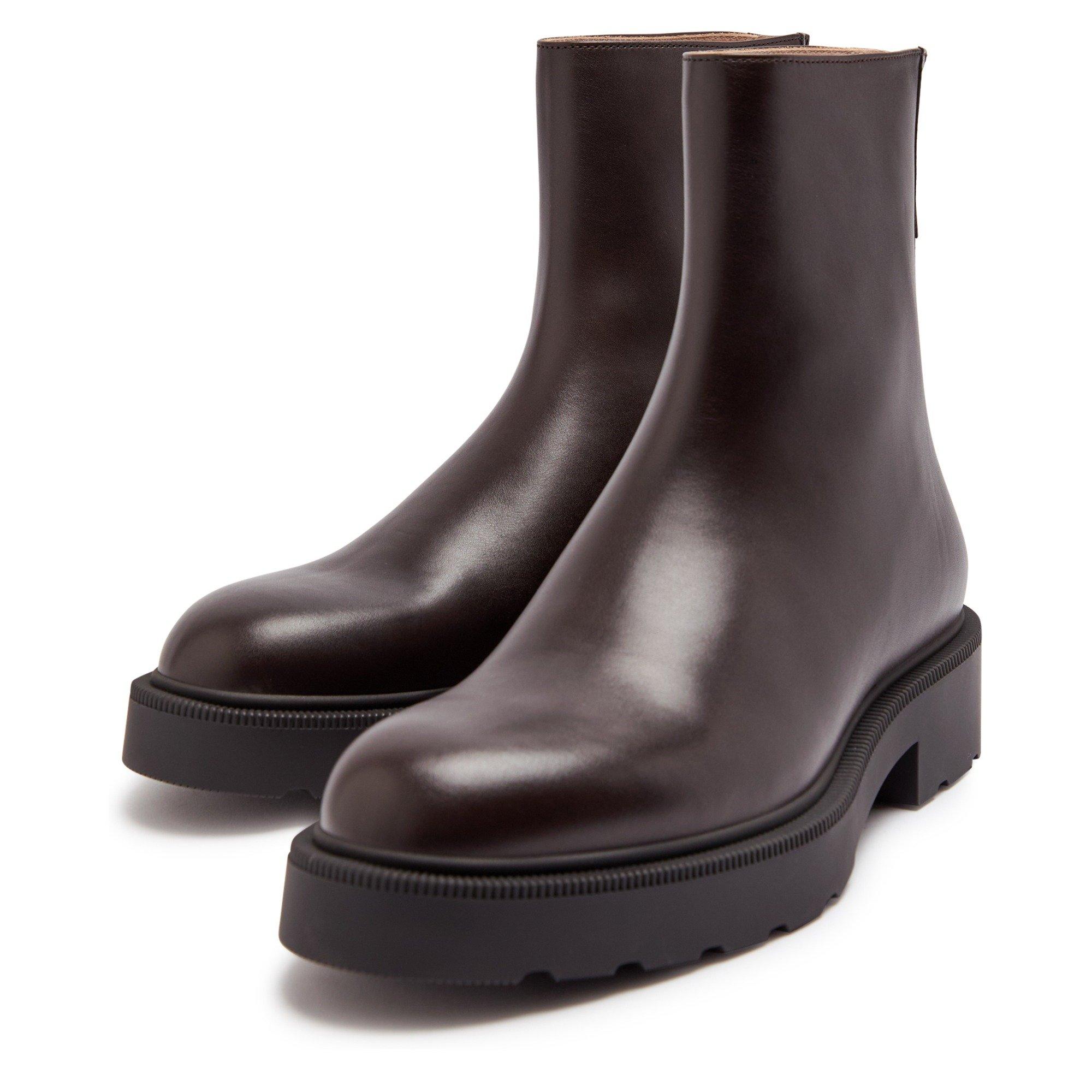 BROWN - The Row - Women's Nobilis Fast Leather Flat Ankle Boots - 3