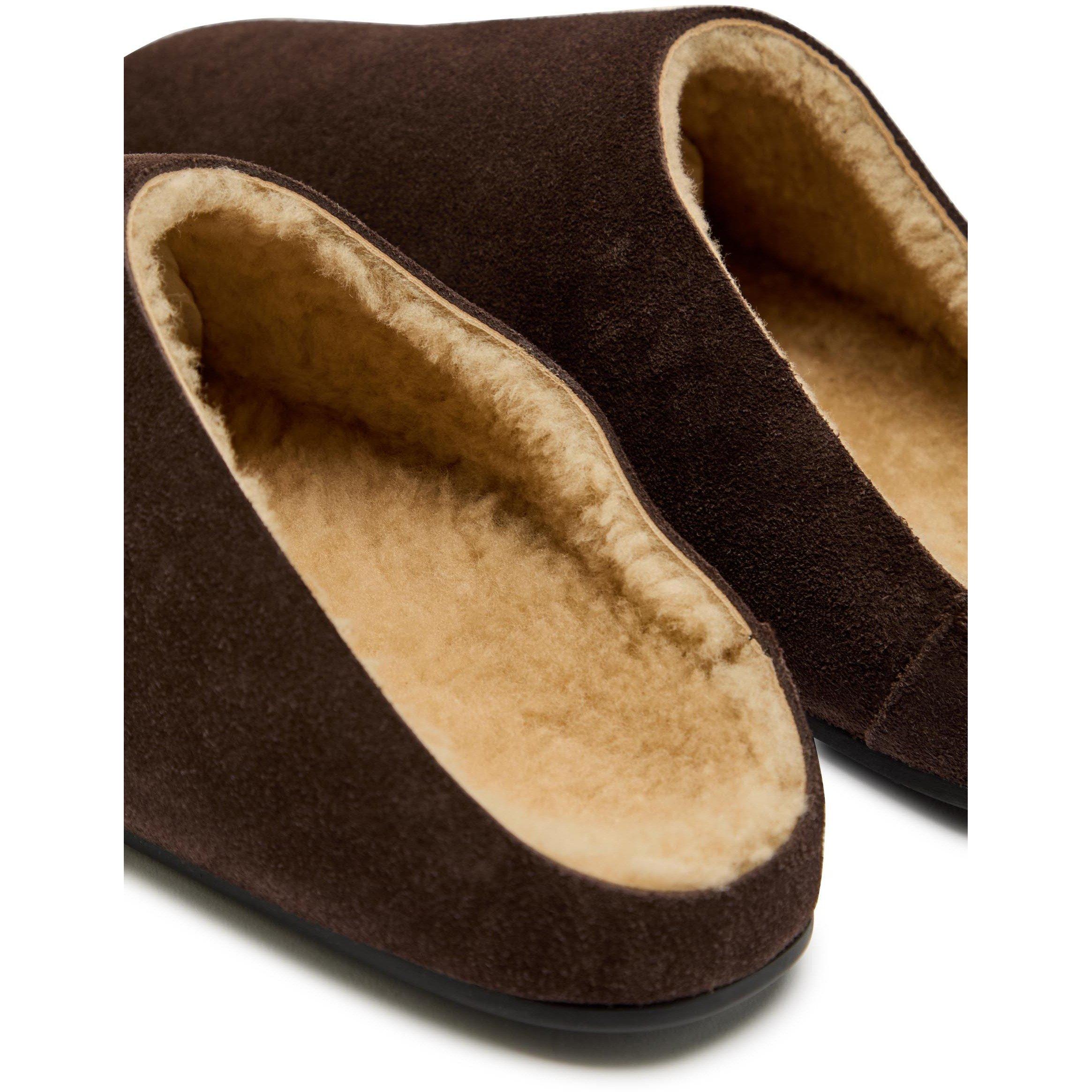 BROWN - The Row - Women's Hudson Slide Shearling Suede Flat Mules - 4