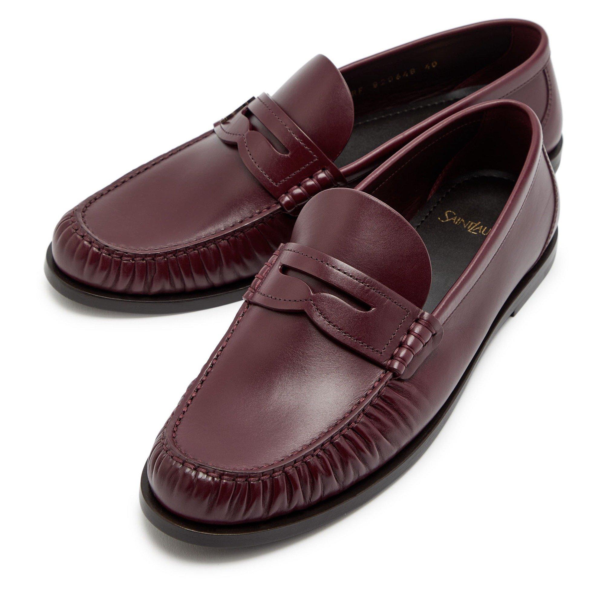 BURGUNDY - Saint Laurent - Women's Laurent Leather Loafers - 3
