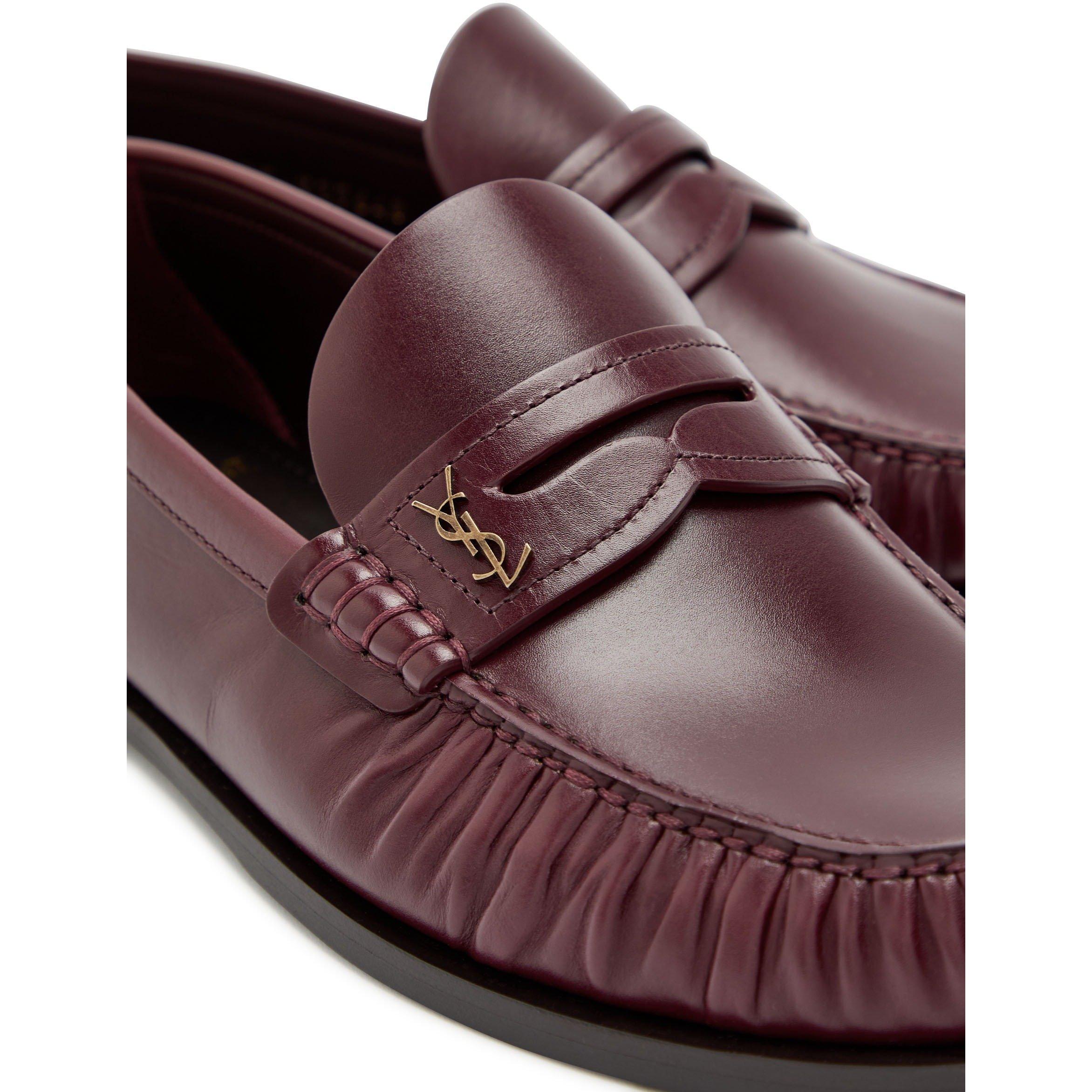 BURGUNDY - Saint Laurent - Women's Laurent Leather Loafers - 4