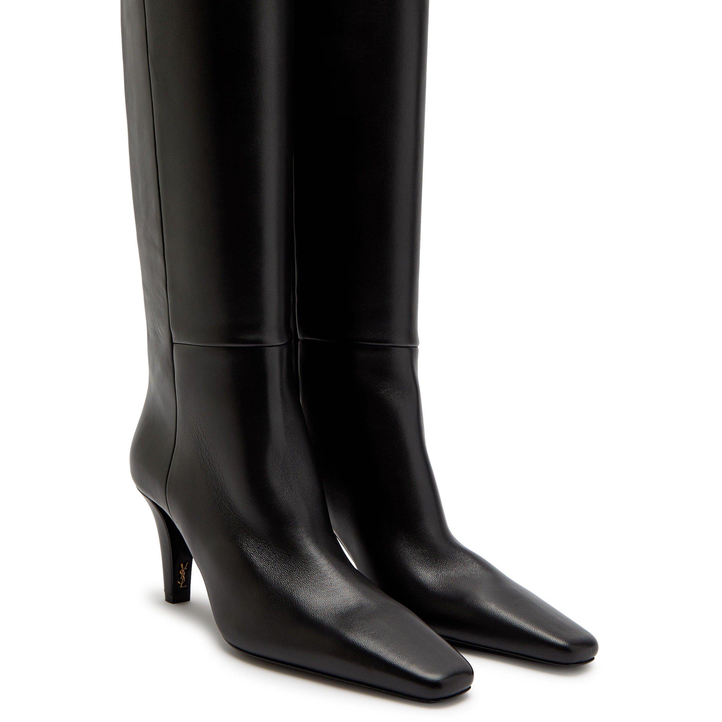 BLACK - Saint Laurent - JILL 75 LEATHER KNEE  BOOT - 3