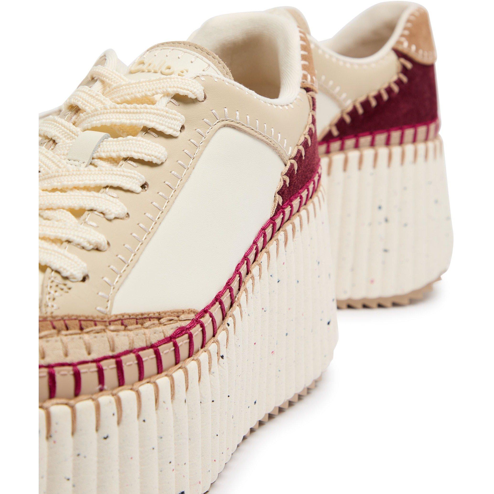 BEIGE AND OTHER - Chloe - Women's NAMA Leather Platform Trainers - 4