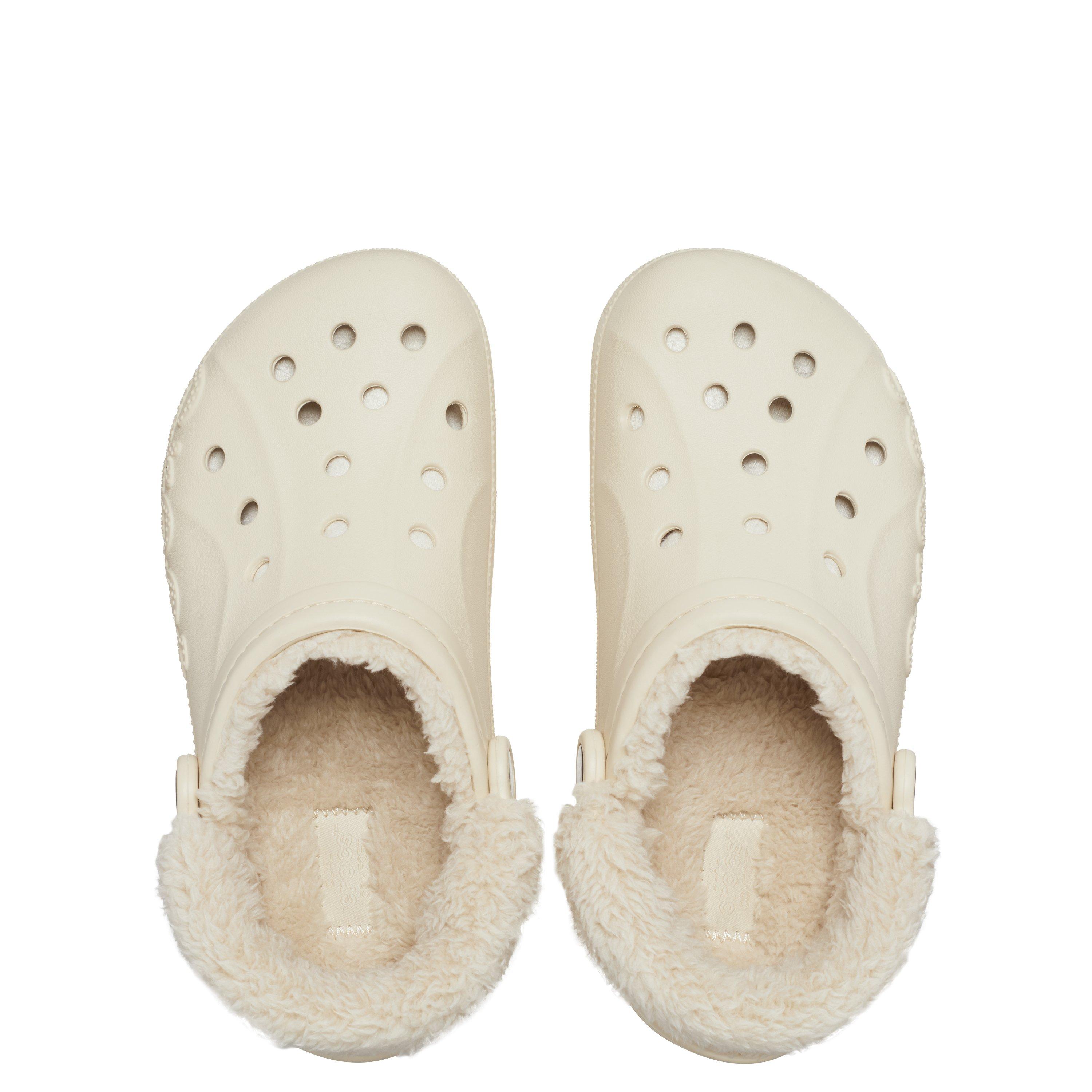 Winter White - Crocs - Baya Lined Fuzz Strap Mule Slippers - 9