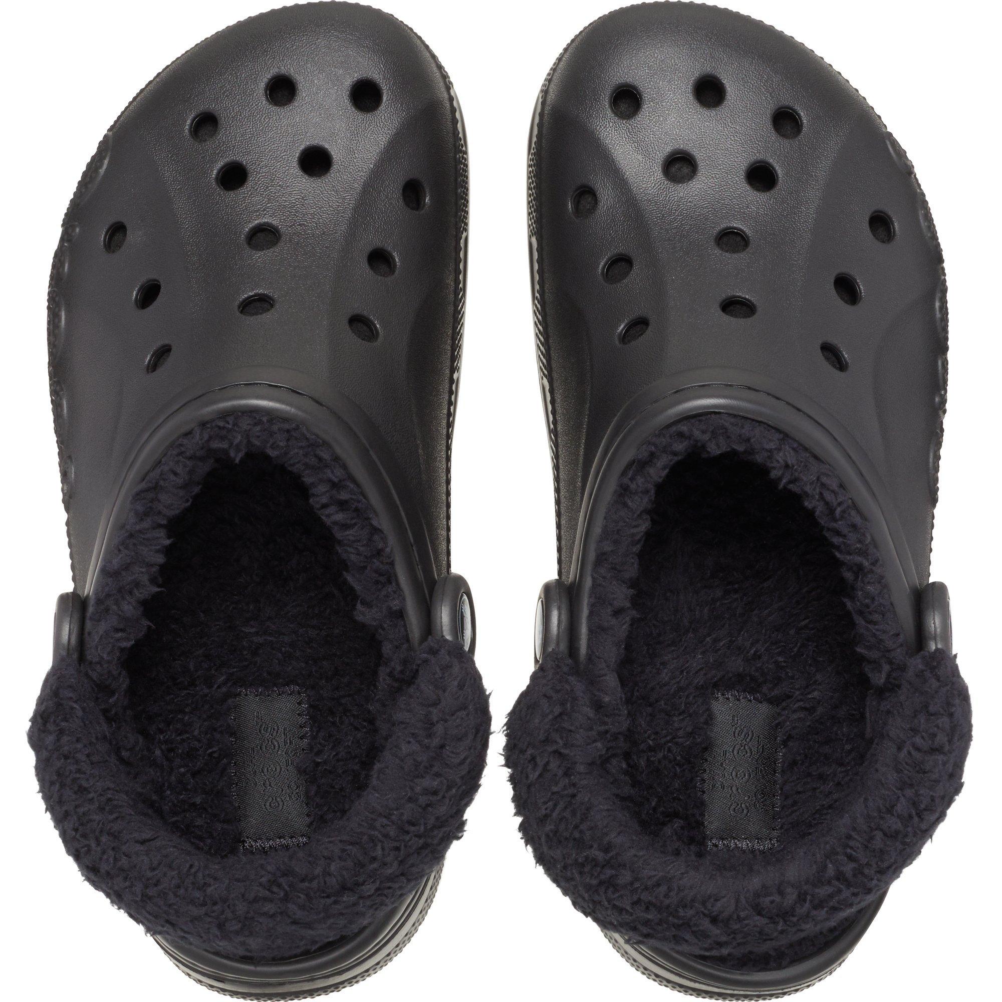 Schwarz - Crocs - Baya Lined Fuzz Strap Mule Slippers - 4