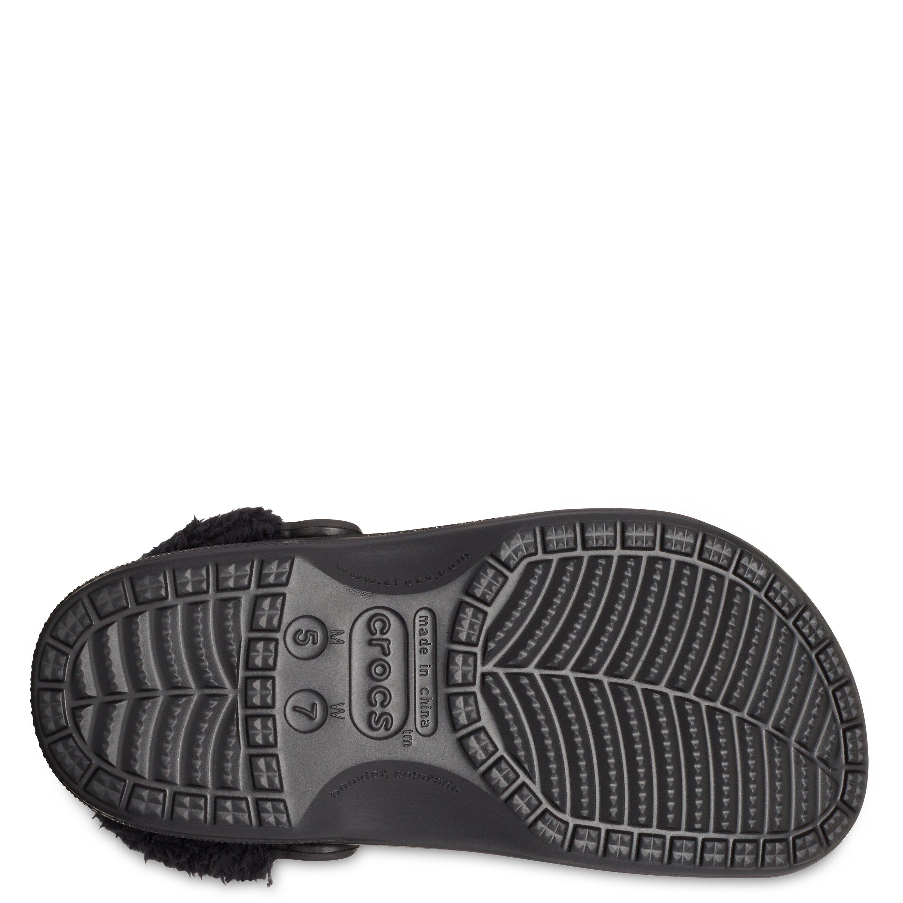 Schwarz - Crocs - Baya Lined Fuzz Strap Mule Slippers - 8