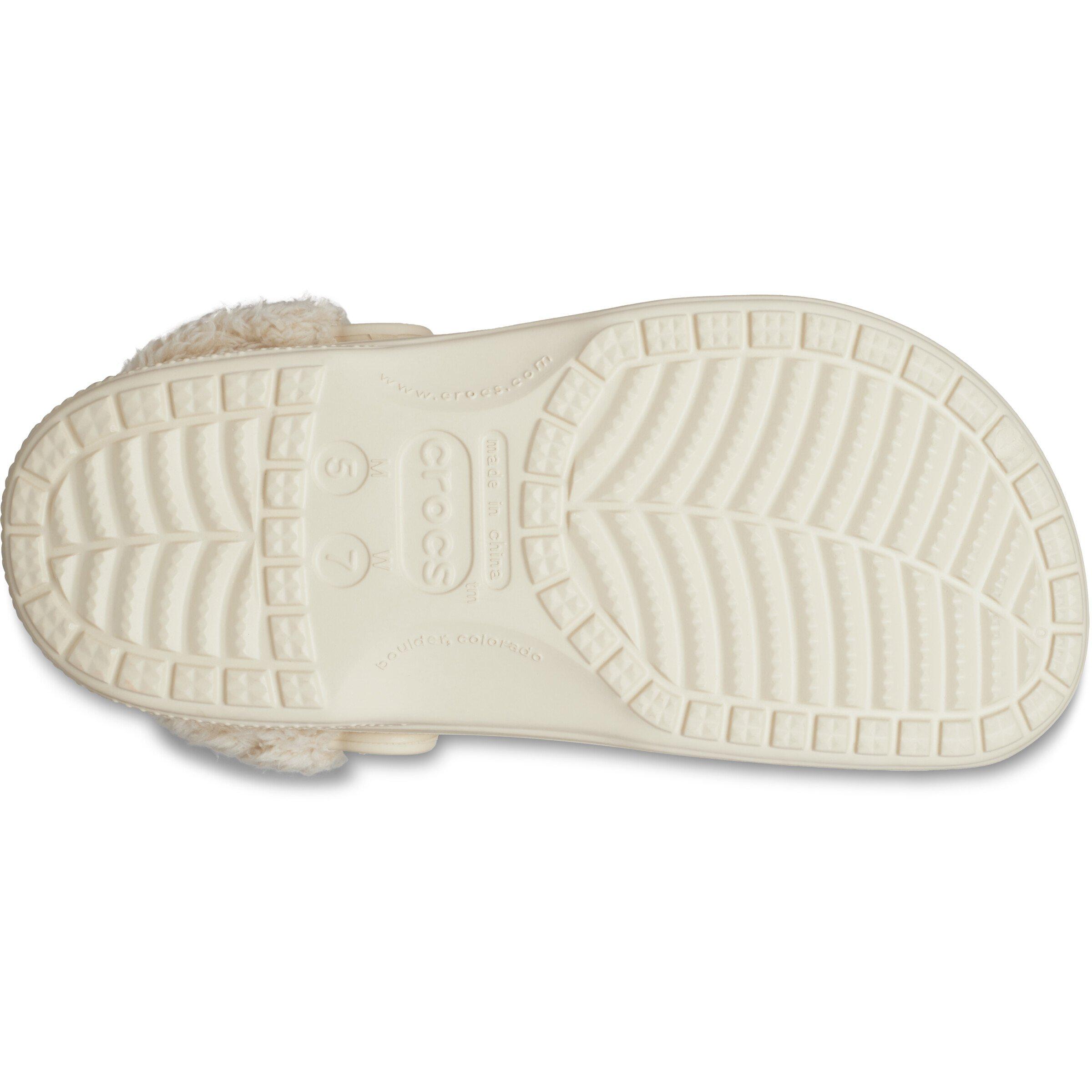 Winter White - Crocs - Women's Baya Lined Fuzz Strap Mule Slippers - 5