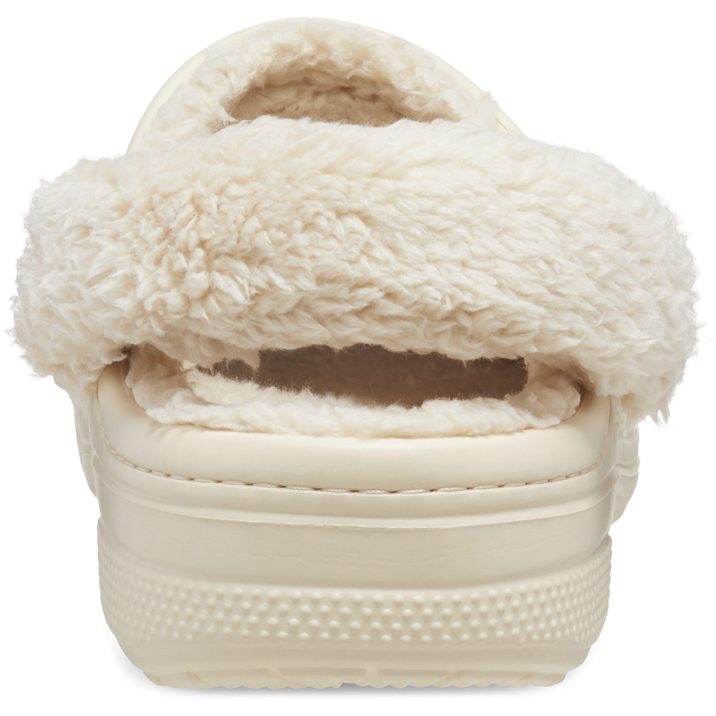 Winter White - Crocs - Women's Baya Lined Fuzz Strap Mule Slippers - 7