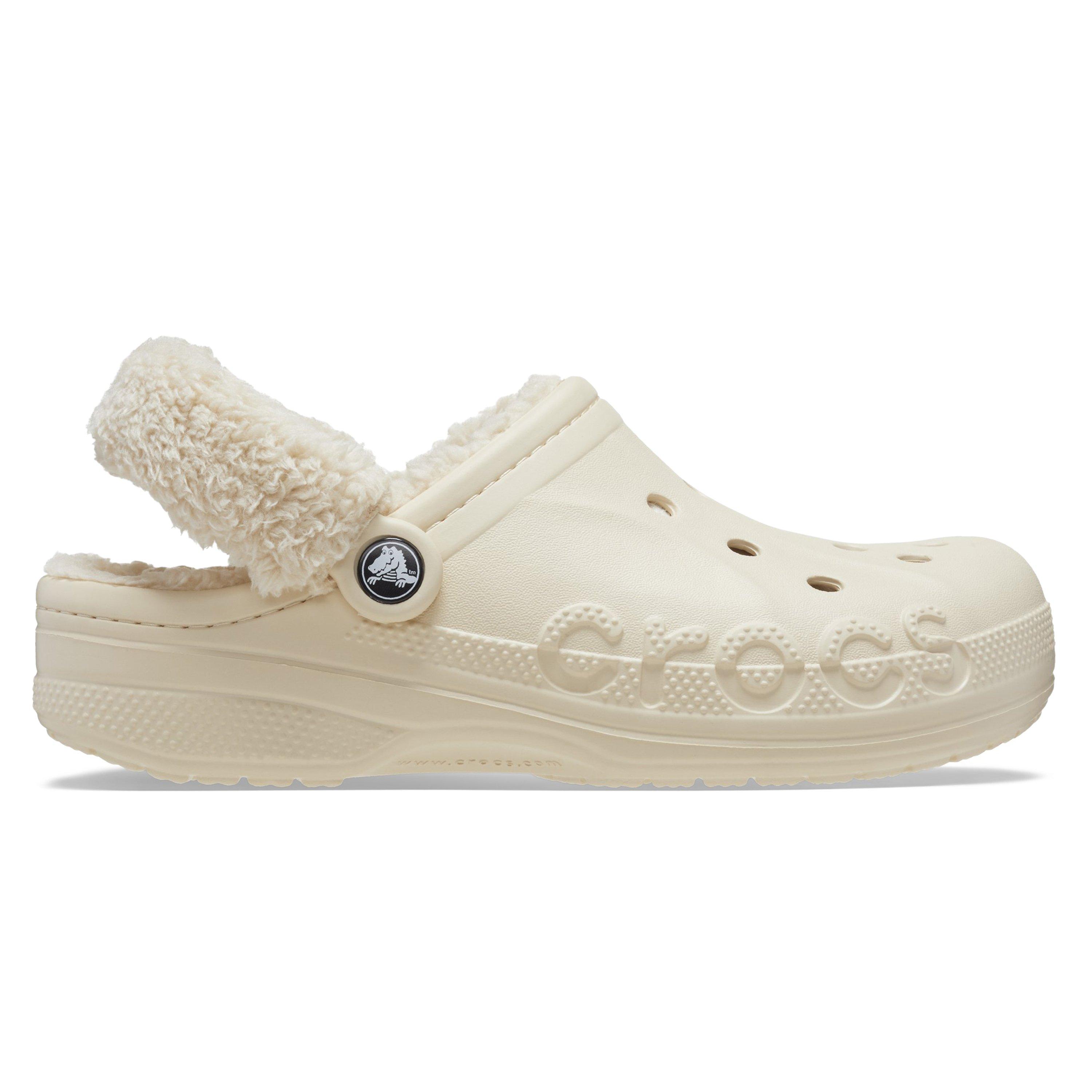 Winter White - Crocs - Women's Baya Lined Fuzz Strap Mule Slippers - 1