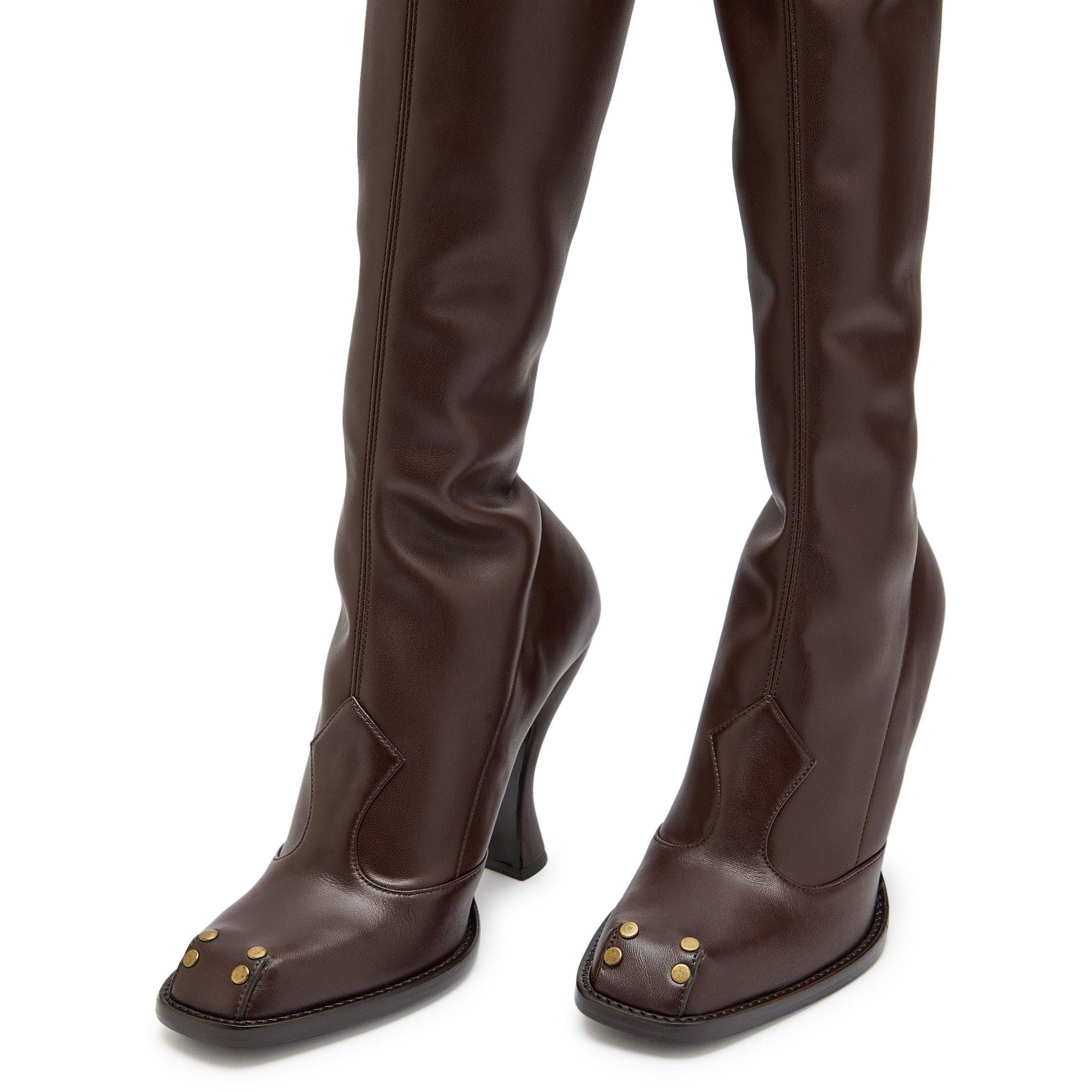 CHOCOLATE - Etro - Women's Leather Knee-High Boots - 3