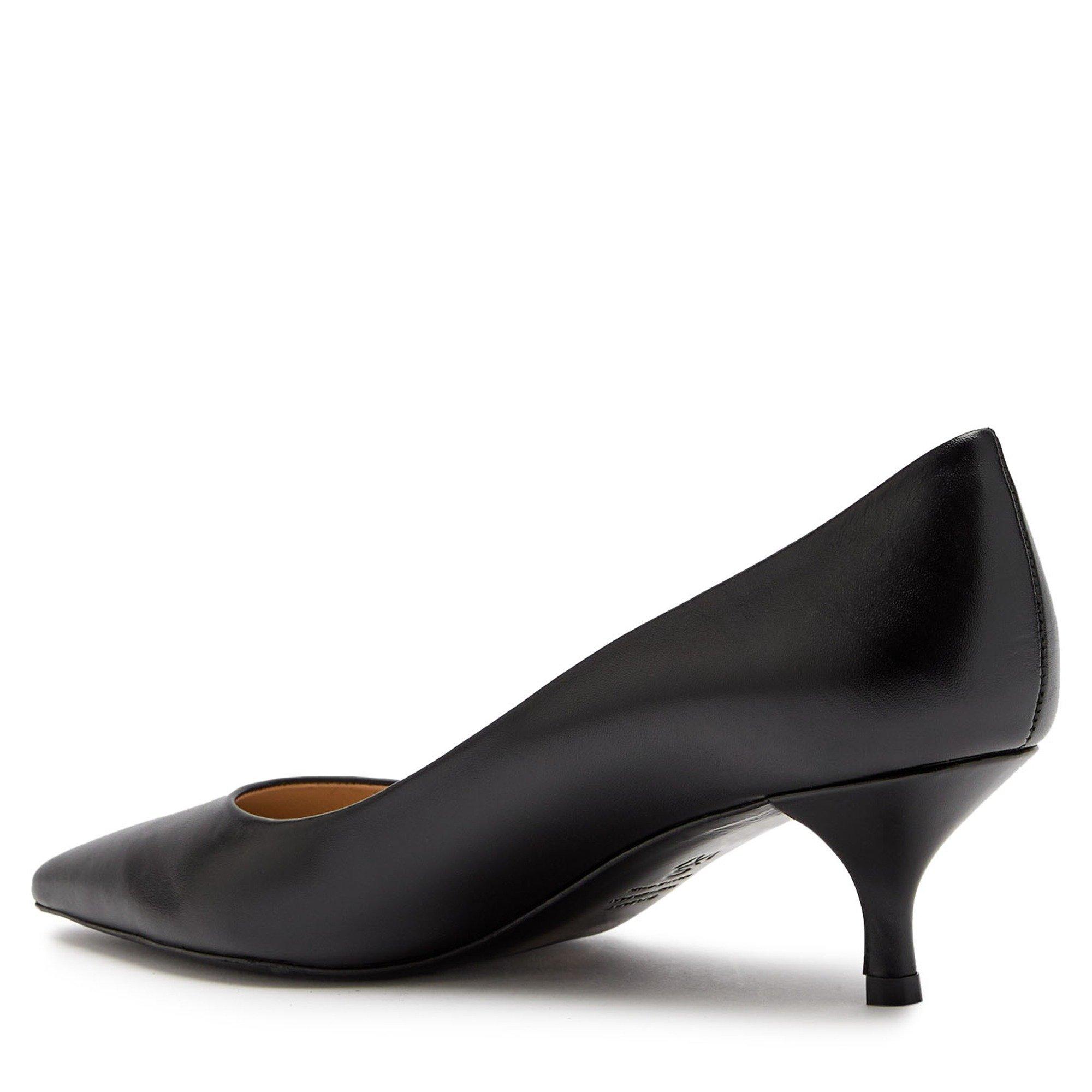 BLACK - Stuart Weitzman - Women's Power Leather Pointed-Toe Kitten Heel Court Shoes - 2