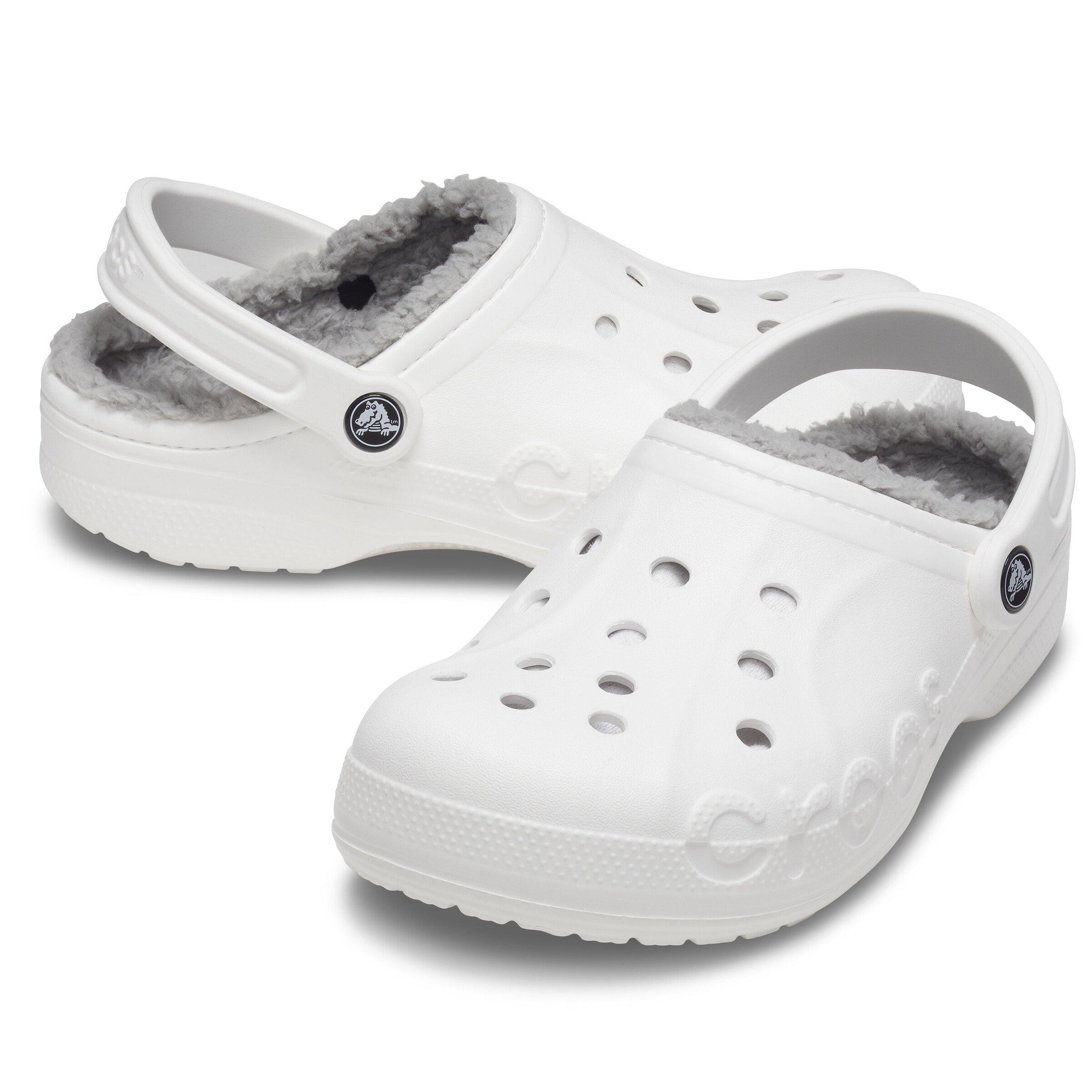 White/Grey - Crocs - Women's Baya Lined Mule Slippers - 3