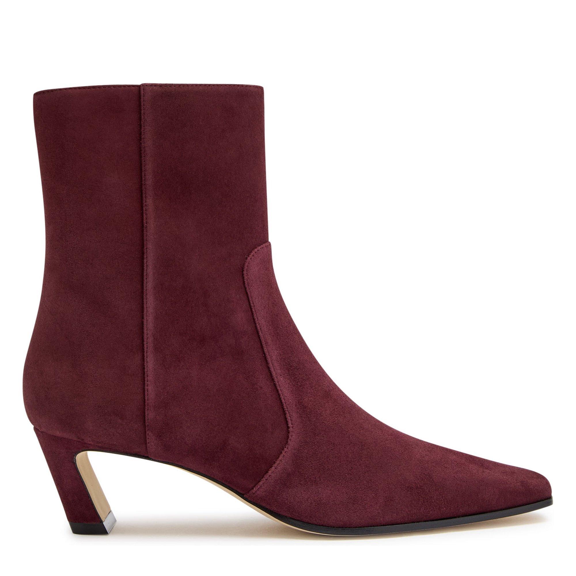 BURGUNDY - Stuart Weitzman - STASSI ZIP BOOTIE 50 SUEDE