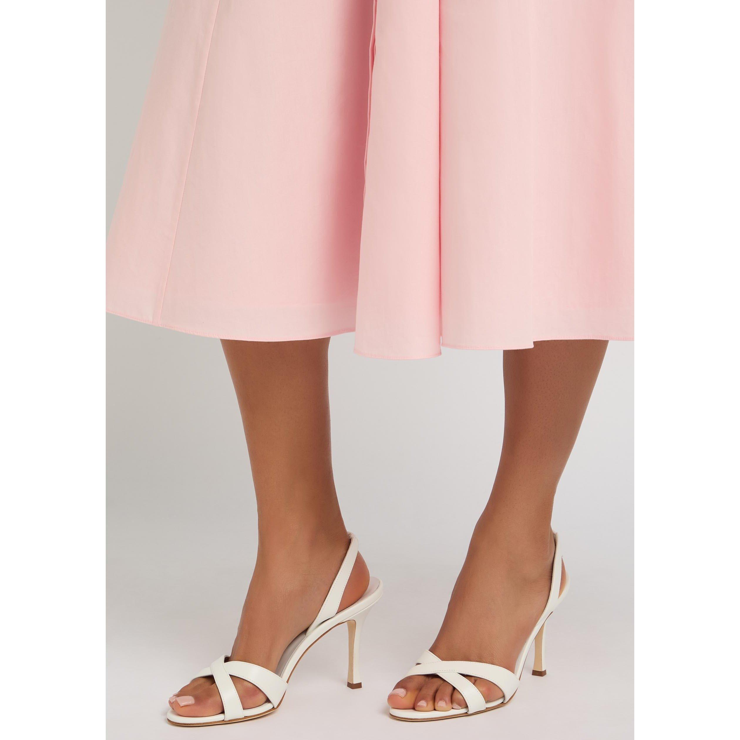 WHITE - Manolo Blahnik - Women's Callasli 90 Leather Slingback Heeled Sandals - 3