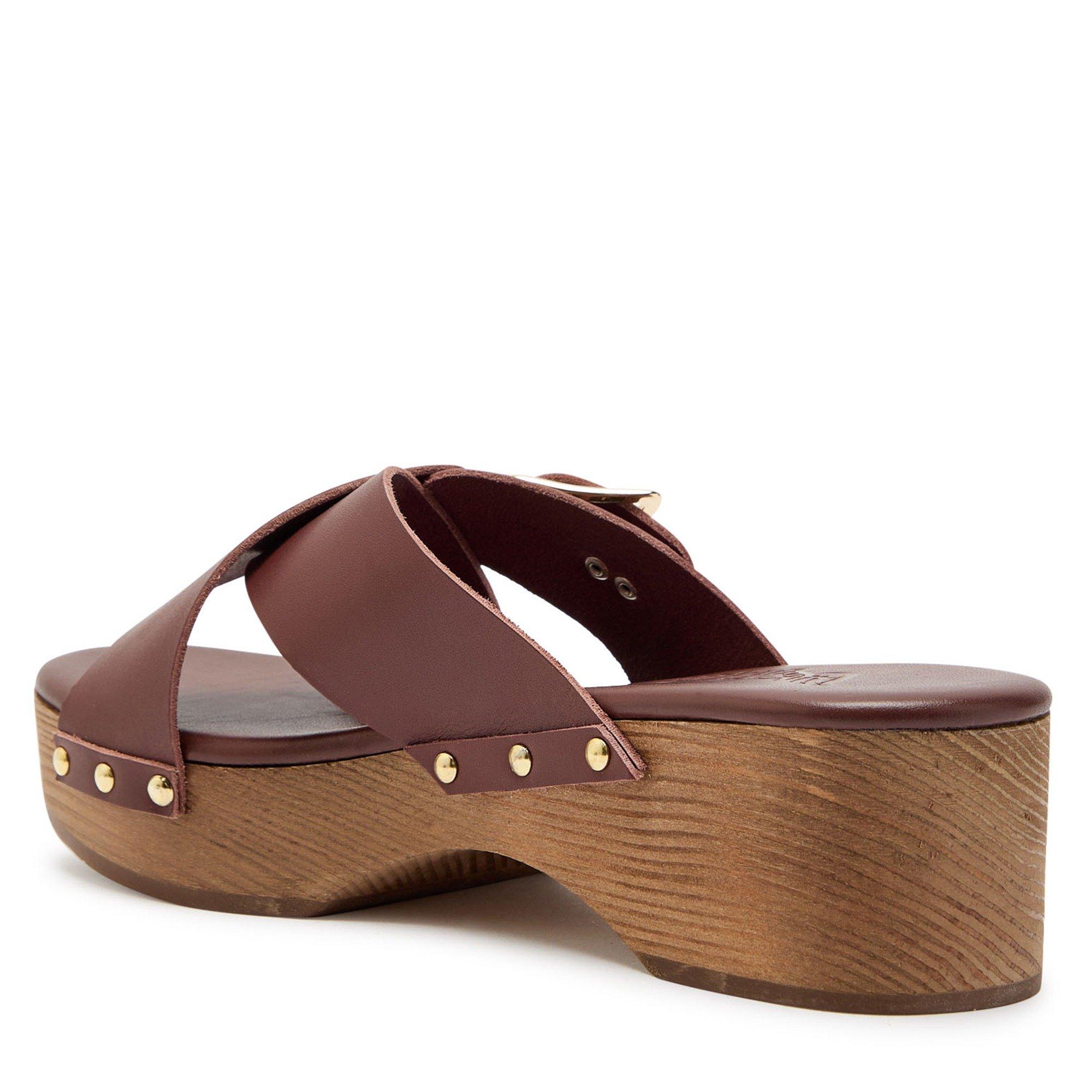 BROWN - Ancient Greek Sandals - Women's Marilisa Leather Clogs - 2