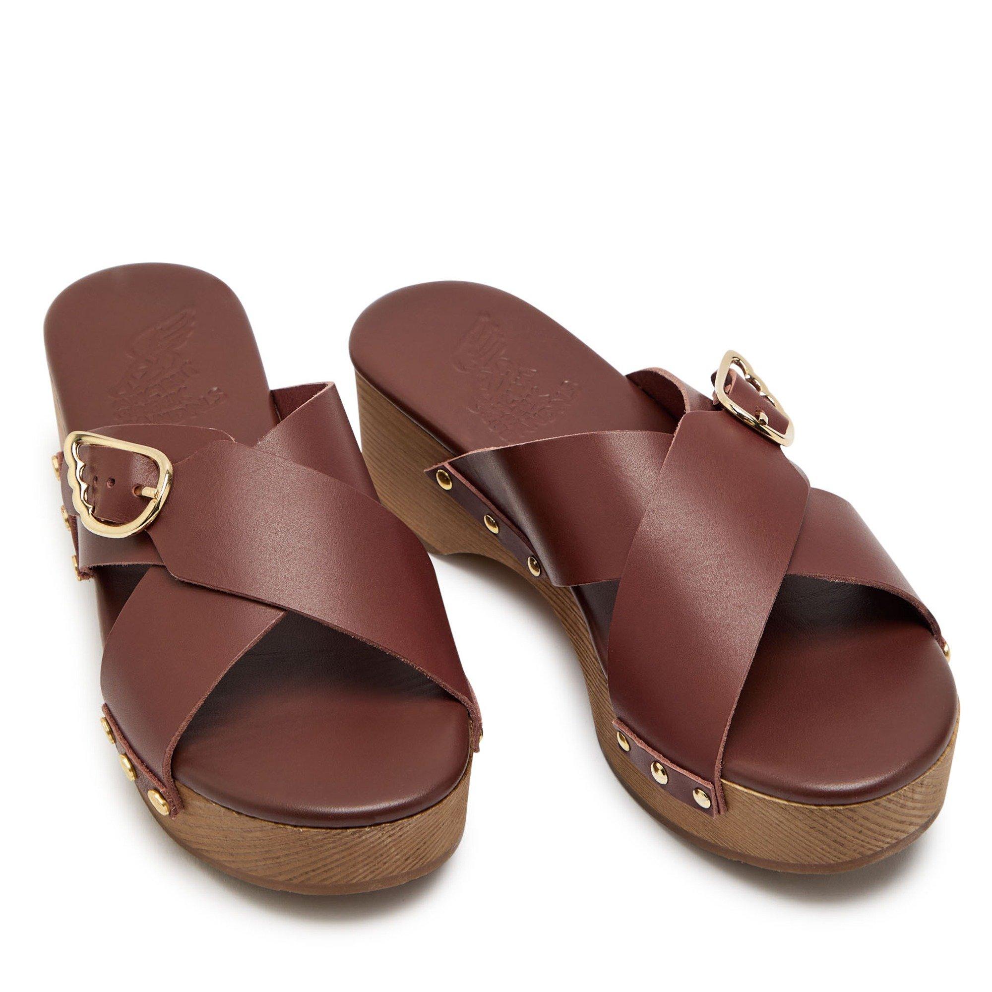 BROWN - Ancient Greek Sandals - Women's Marilisa Leather Clogs - 3
