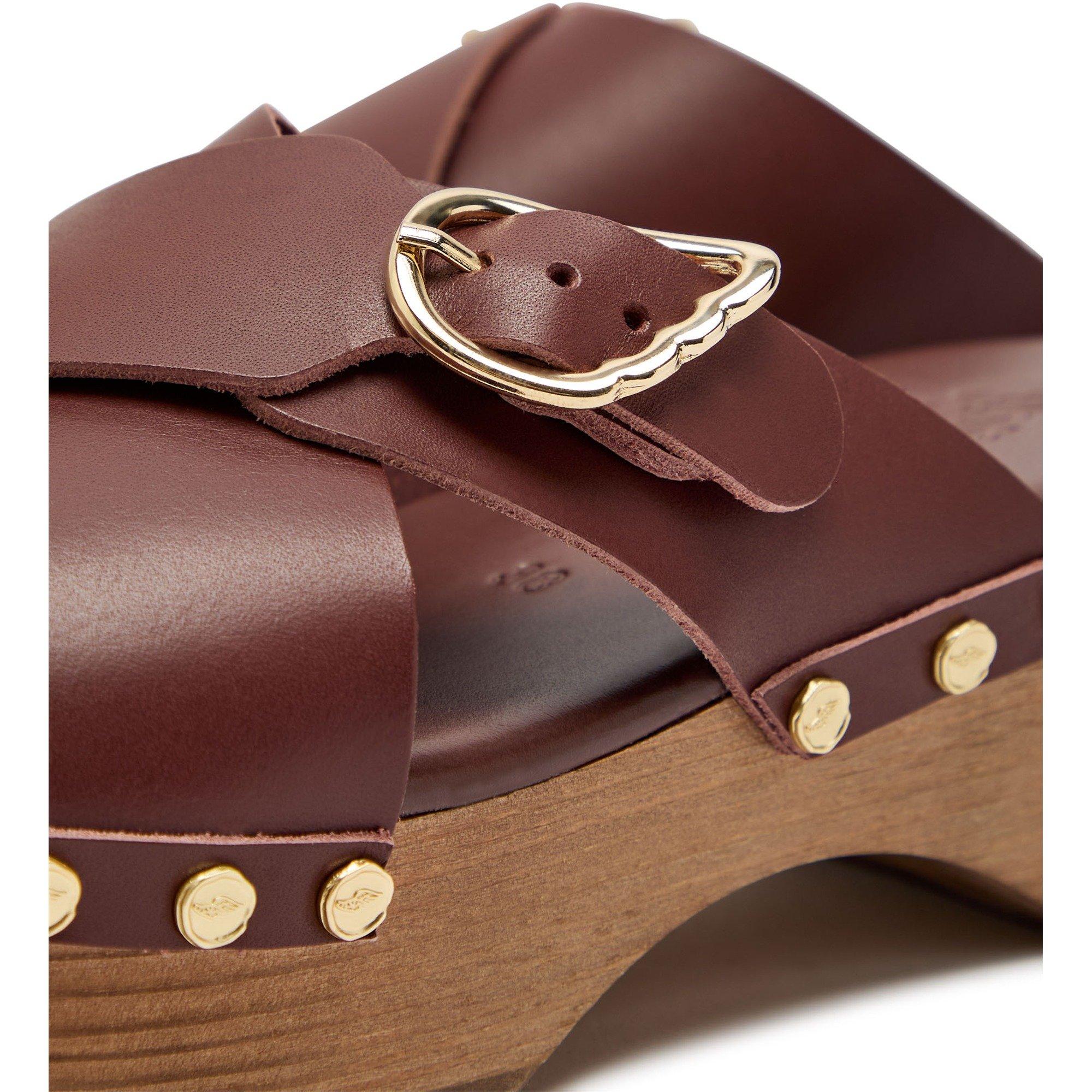 BROWN - Ancient Greek Sandals - Women's Marilisa Leather Clogs - 4