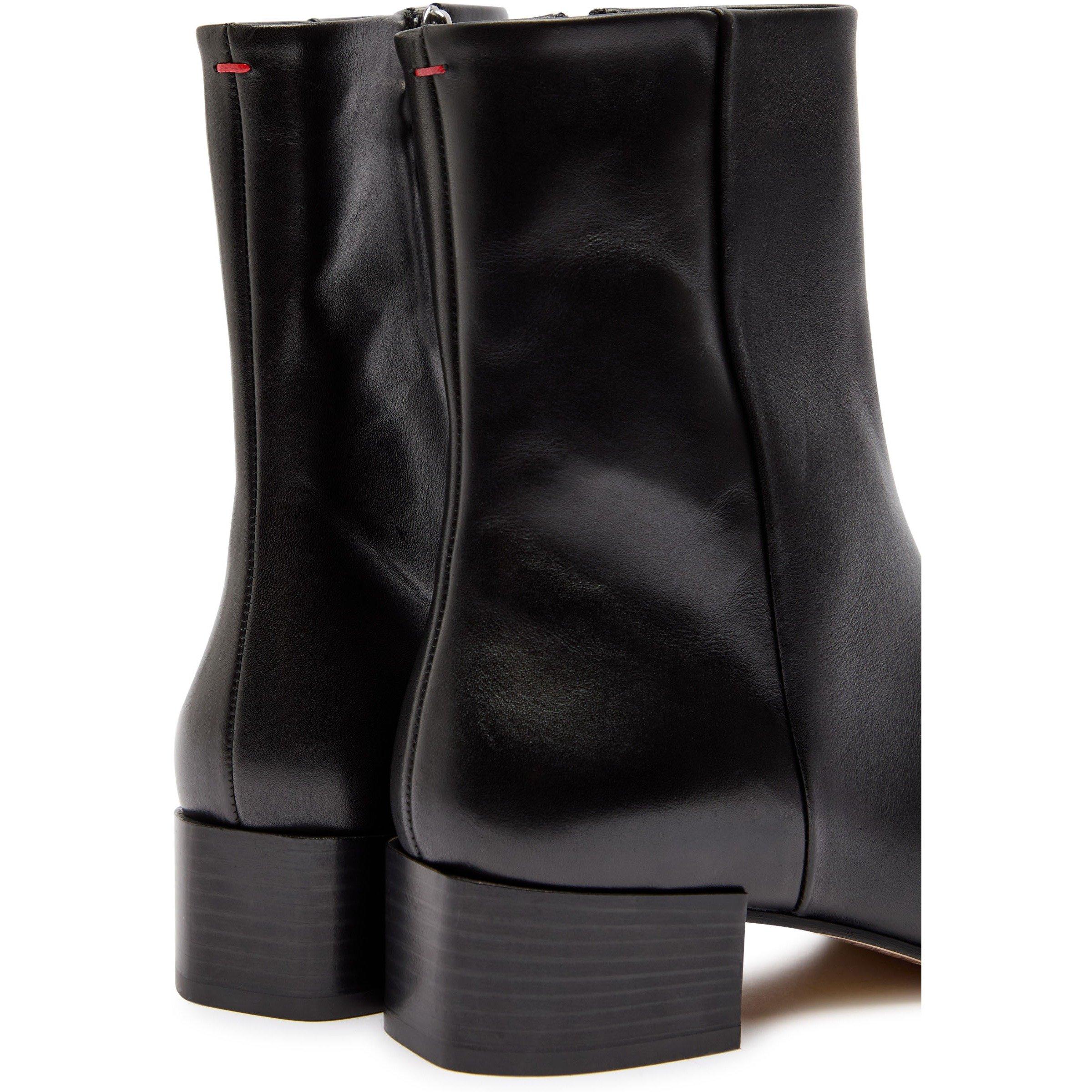 BLACK - Aeyde - Women's Lee Calf Leather Black Heeled Ankle Boots - 4