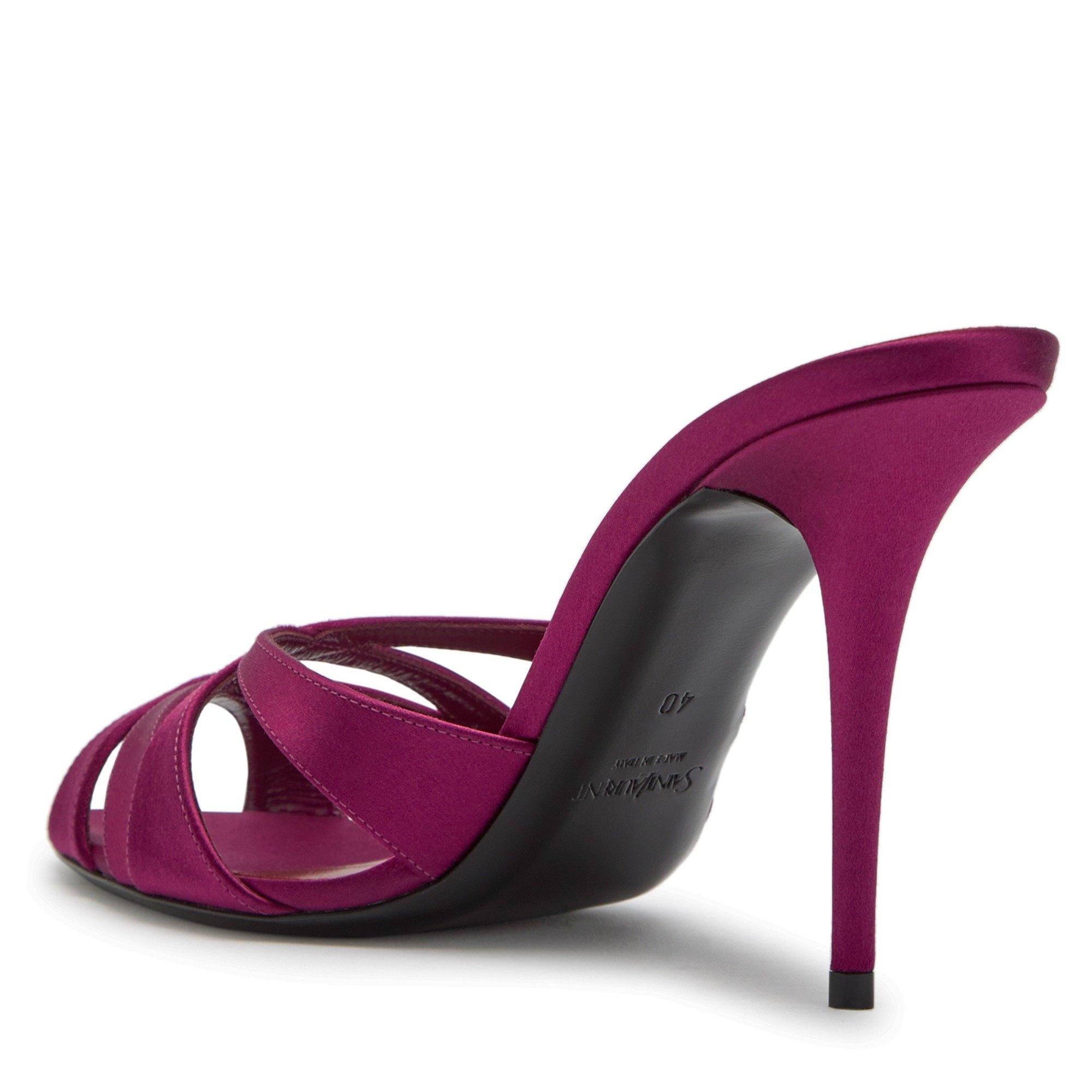 PINK - Saint Laurent - Women's Chandelle 95 Satin Heeled Mules - 2