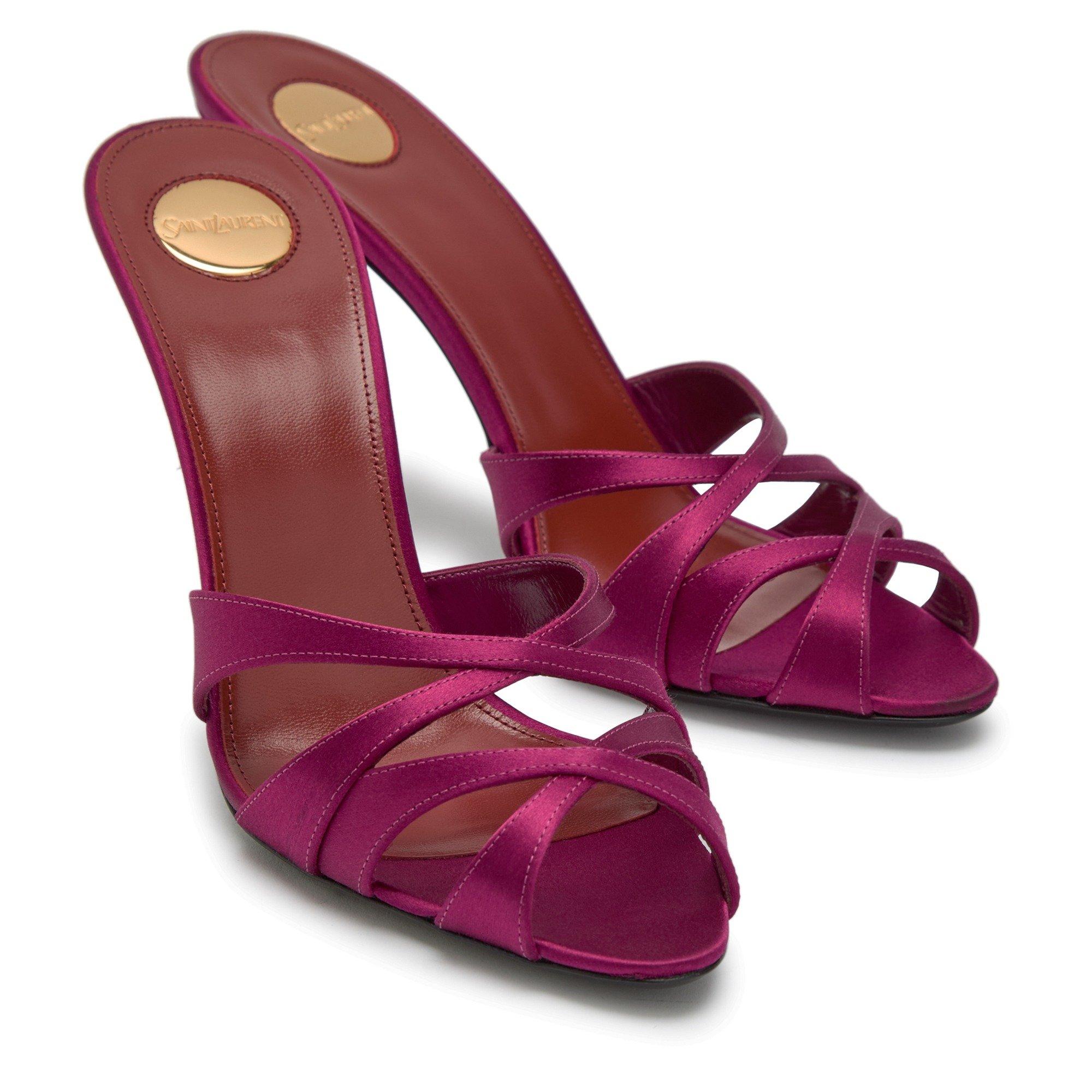 PINK - Saint Laurent - Women's Chandelle 95 Satin Heeled Mules - 3