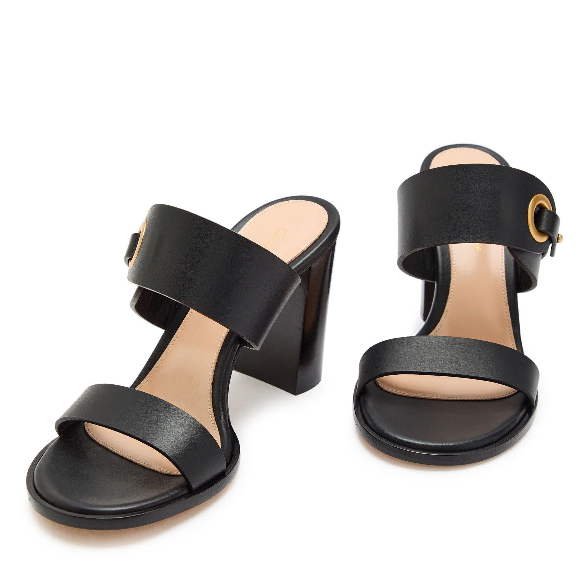 BLACK - Gianvito Rossi - Women's Belt HH Leather Heeled Sandals - 3