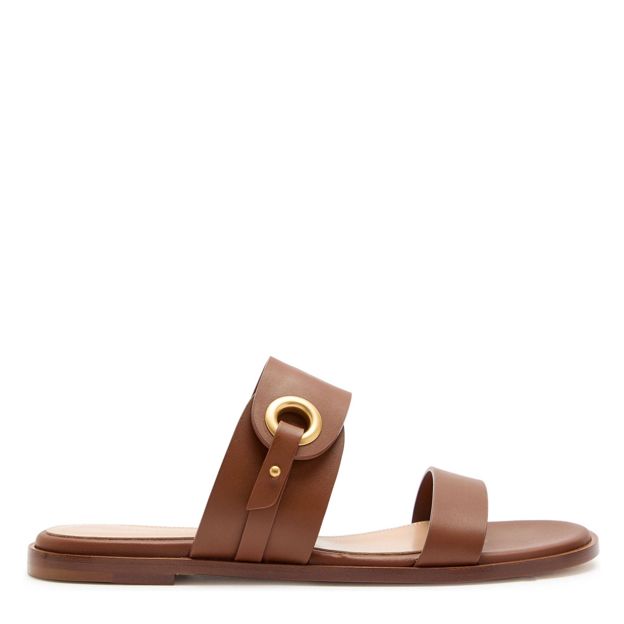 TAN - Gianvito Rossi - Women's Belt Leather Flat Sandals - 1