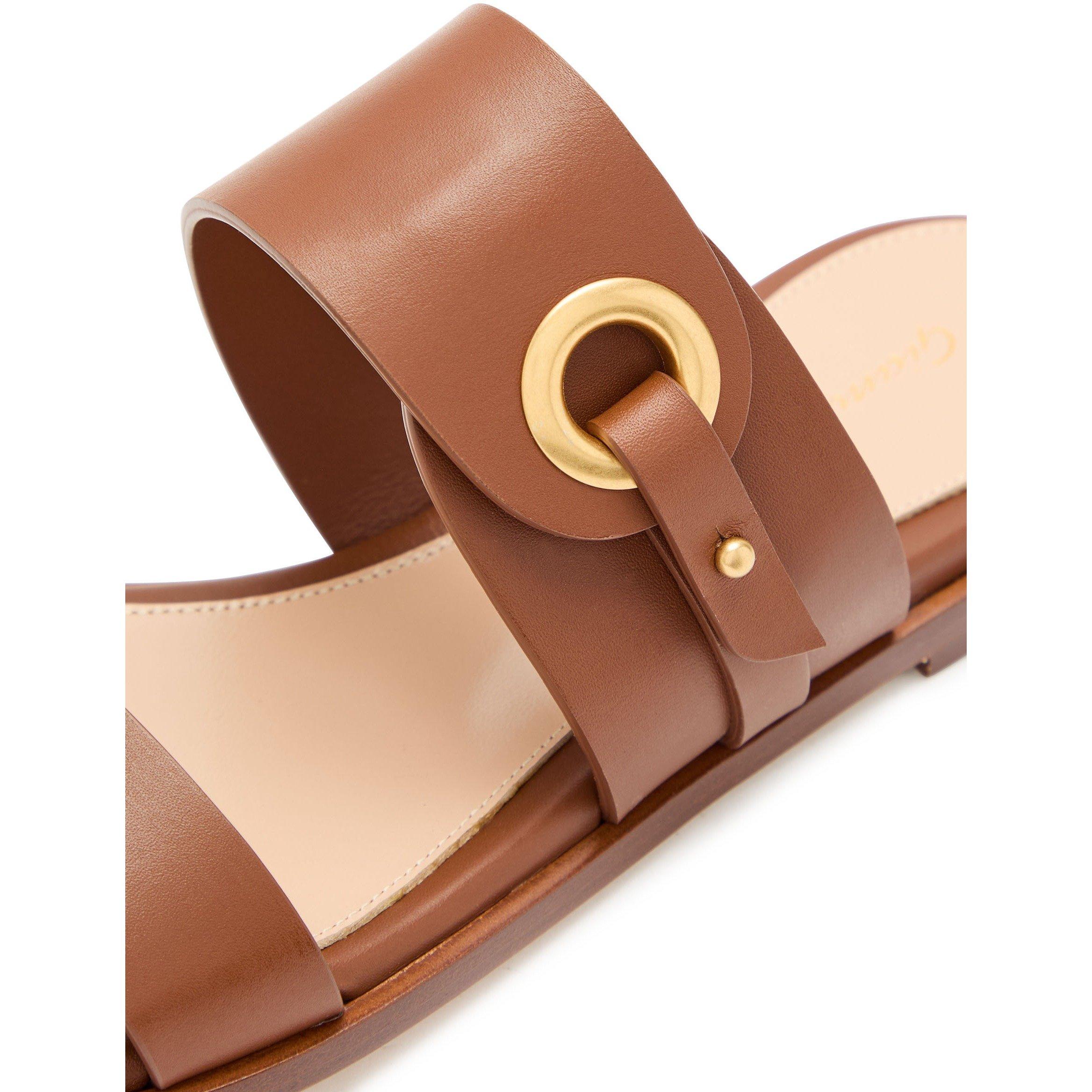 TAN - Gianvito Rossi - Women's Belt Leather Flat Sandals - 4