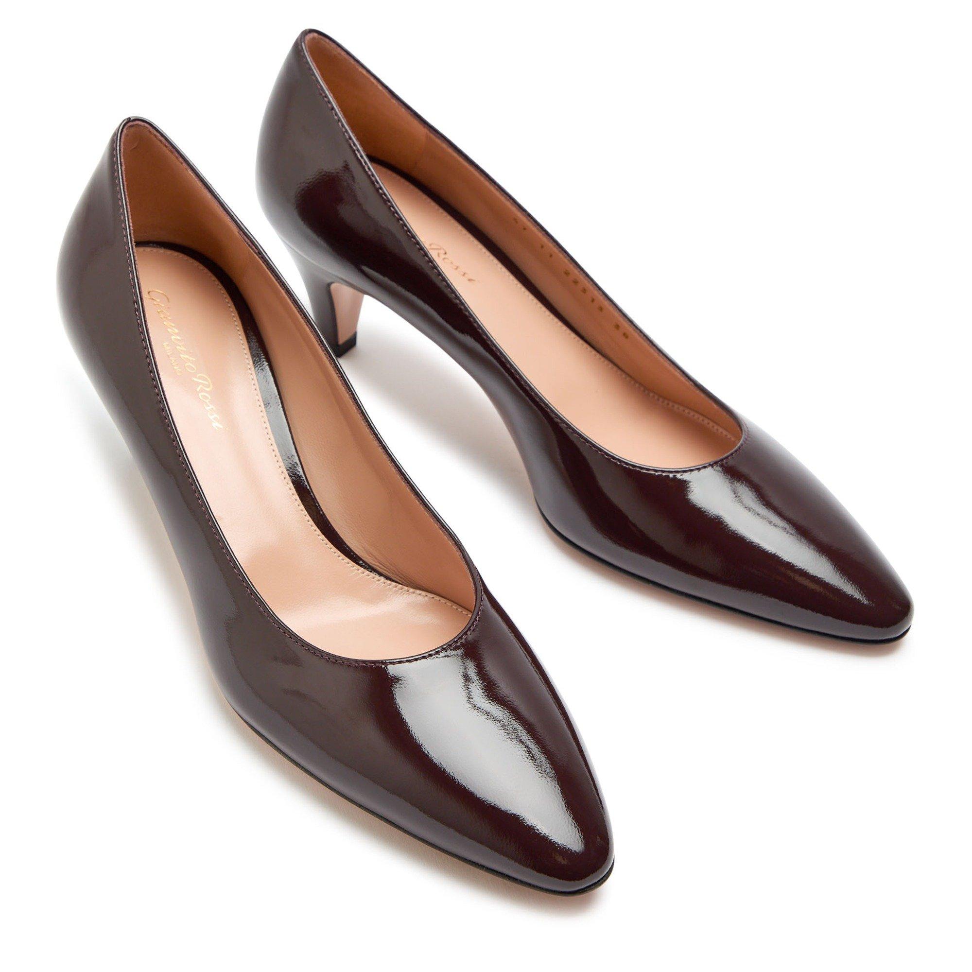 BURGUNDY - Gianvito Rossi - Women's Amelia 55 Patent Leather Stiletto Heels - 3