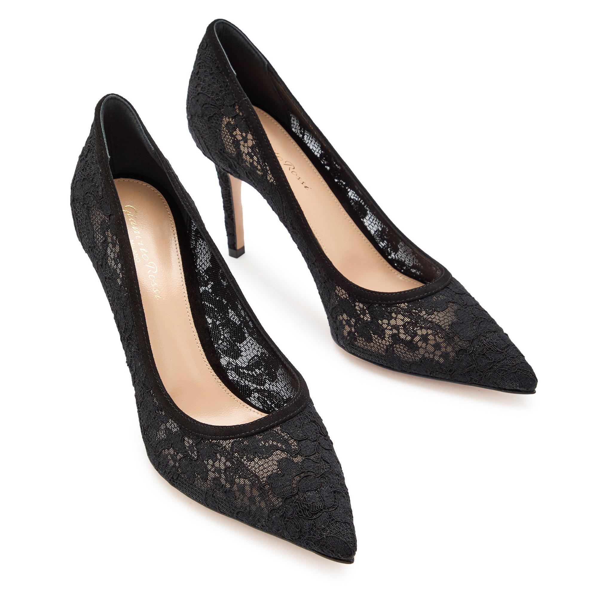 BLACK - Gianvito Rossi - CLAUDIA 85 LACE PUMP - 3