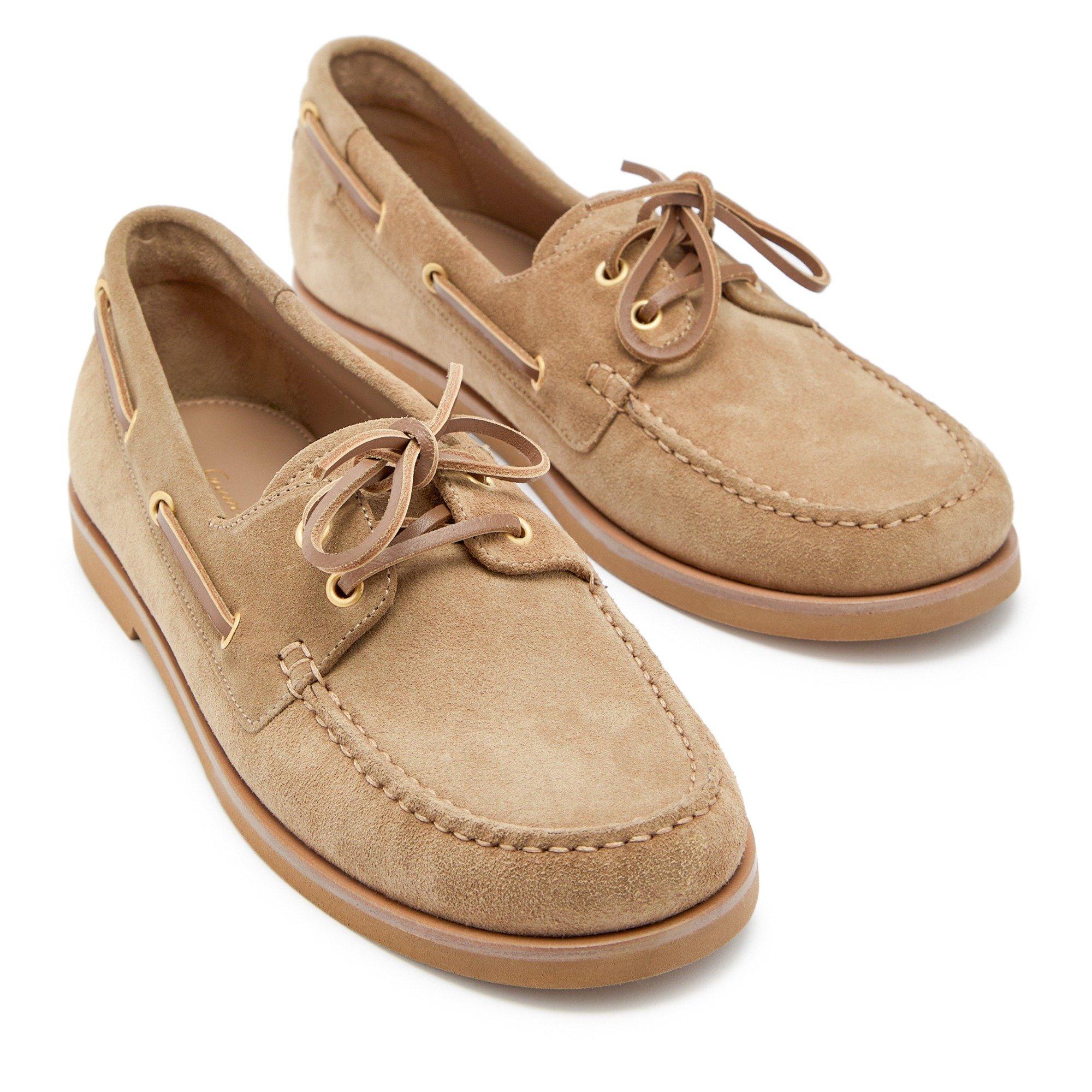 CAMEL - Gianvito Rossi - Women's Vandée Suede Boat Shoes - 3